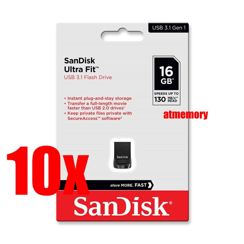 10pcs SanDisk Ultra Fit 16GB USB Flash Drive USB3.1 CZ430