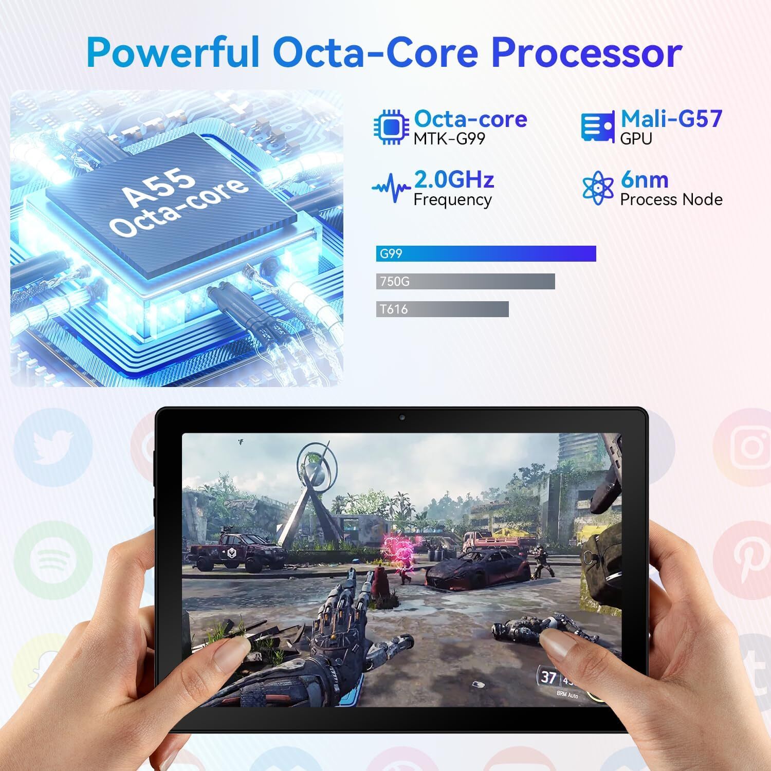 AEEZO Tablet 10 Inch Android 14 Octa-Core Tablets,10GB+64GB,1TB Expand IPS Scre