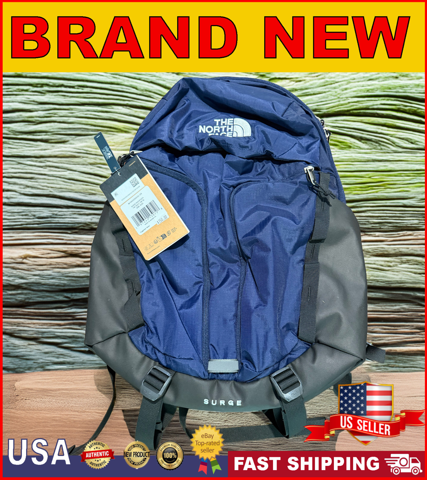 The North Face Surge Backpack, One Size, Tnf Navy/Tnf Black | Brand NEW