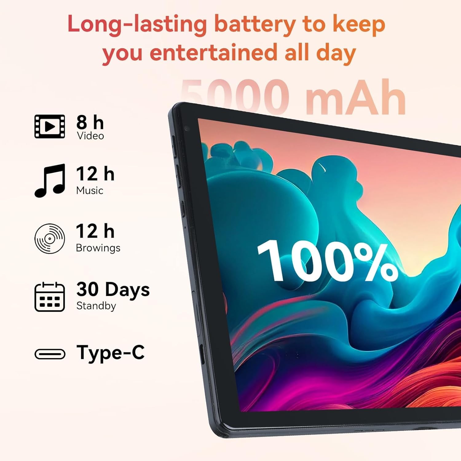 10.1″ WIFI Tablet Android 14 HD 10GB RAM 128GB Tablet Pad Octa-Core Dual Camera!