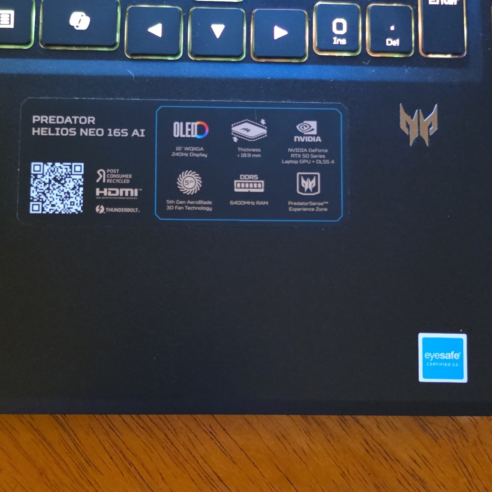 Acer Predator Helios Neo 16S AI 16″ OLED QHD Ultra 9 275HX 16GB 954GB RTX 5060
