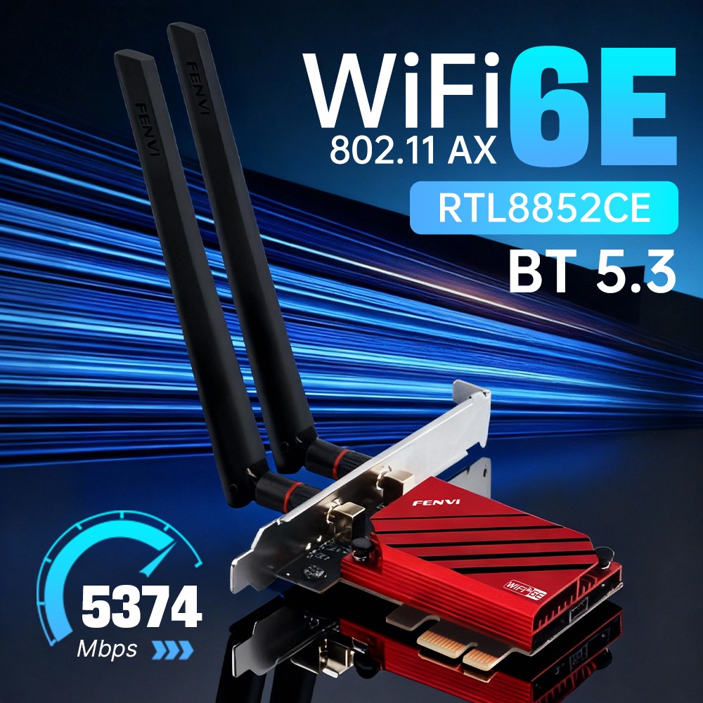 Tri-Band PCI-E WiFi 6E Card 5400Mbps BT 5.3 RTL8852CE Chip Adapter for Gaming PC