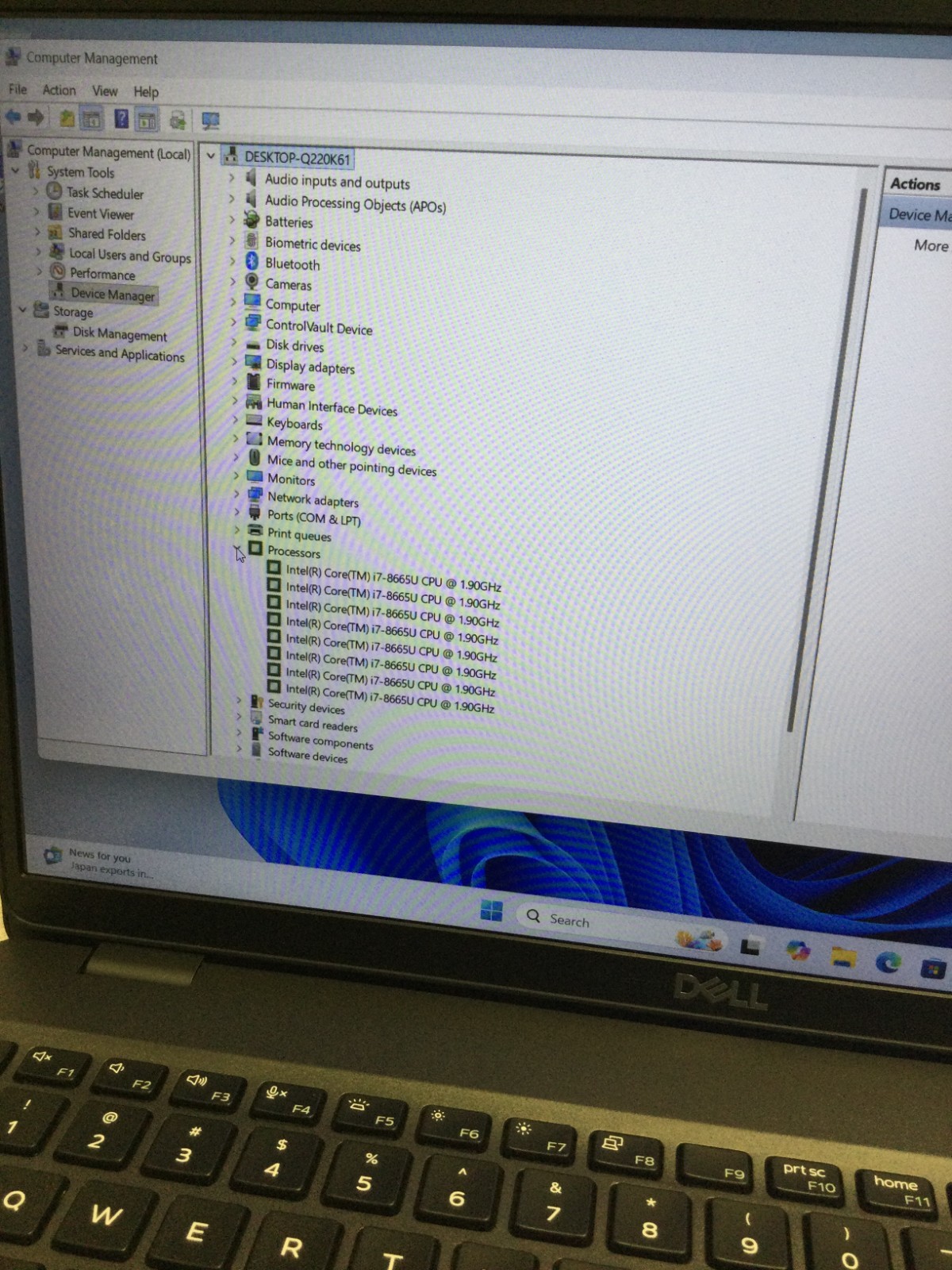 Dell Latitude 5500 15.6″ 256GB SSD Core i7-8665u, 1.90GHz 8GB RAM GB WIN 11 PRO