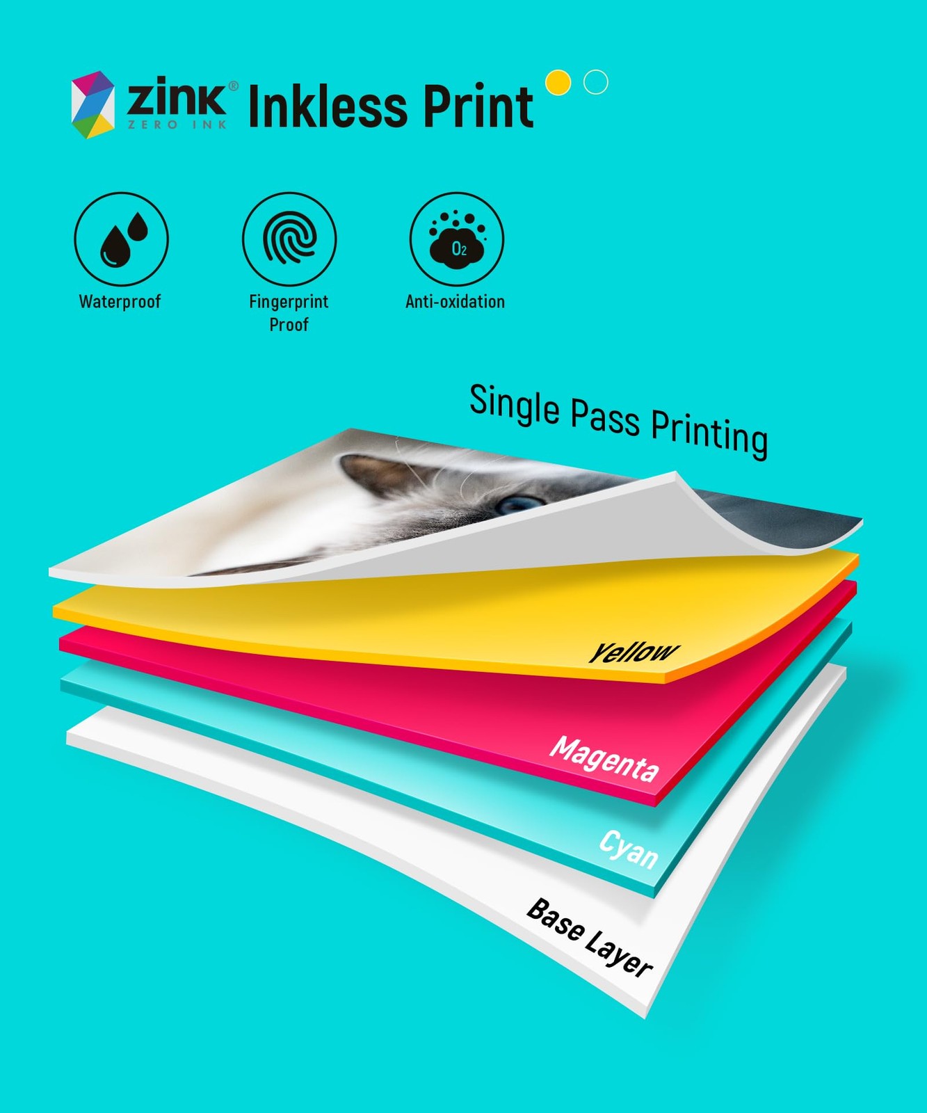 Liene Zink 2×3 Photo Paper, 50 Sheets, Waterproof, Adhesive Back
