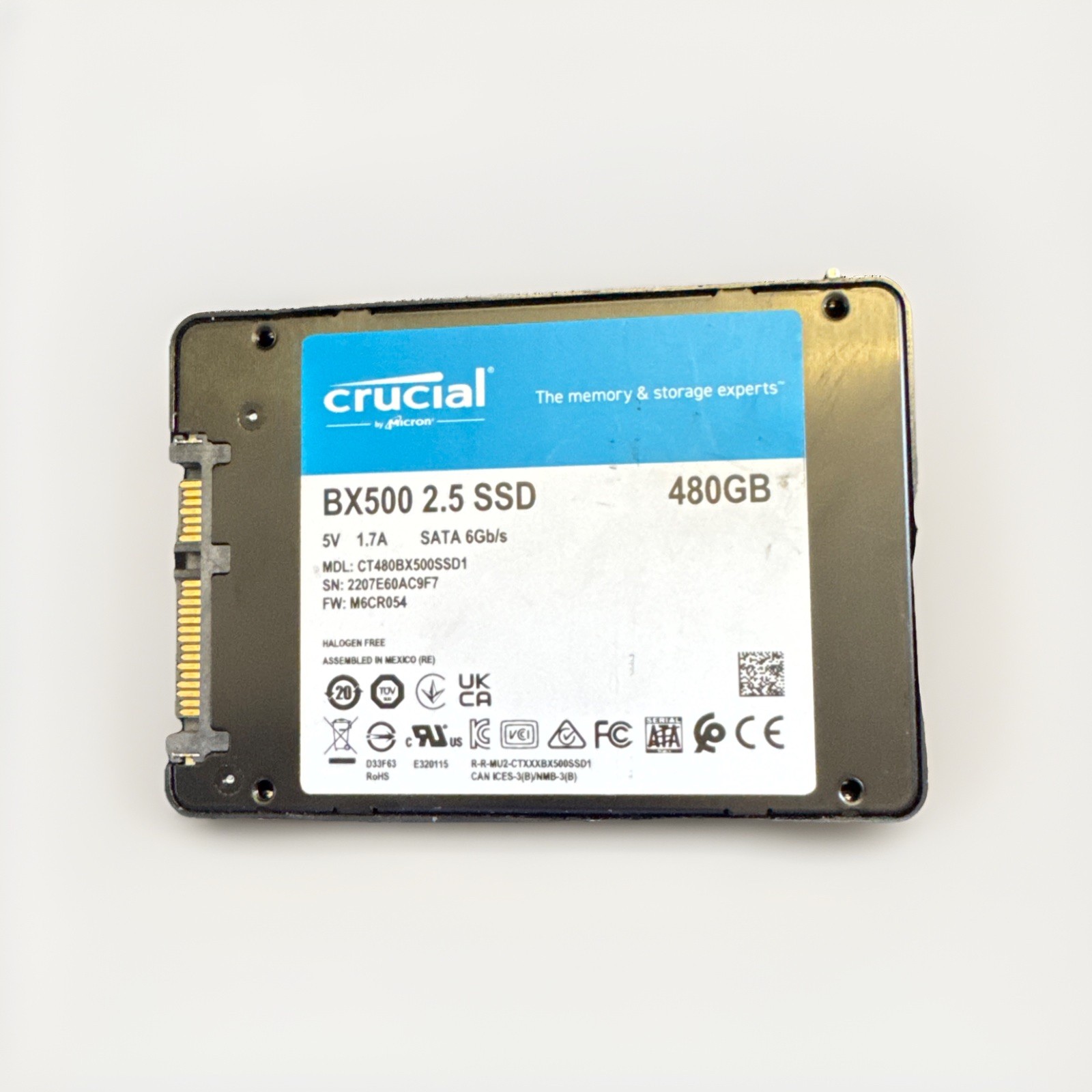 Crucial BX500 480GB 2.5″ 3D NAND SATA Solid State Drive CT480BX500SSD1