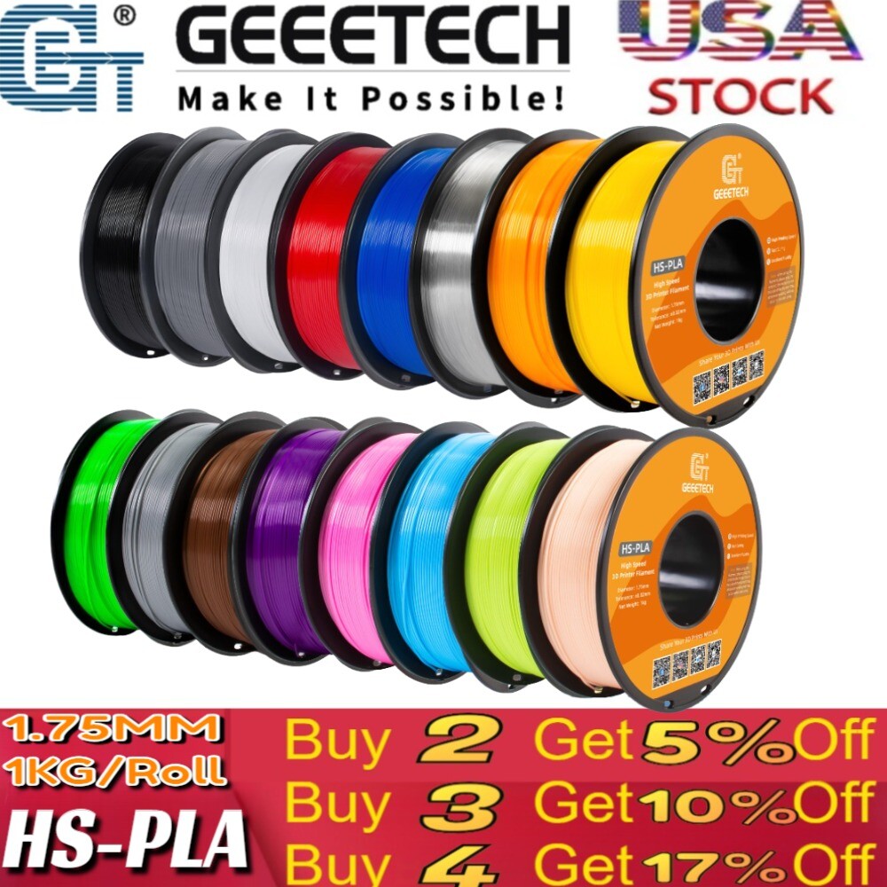 Hot SALE!GEEETECH 3D Printer multicolor Filament PLA/ABS+/PETG/TPU 1.75mm 1KG US