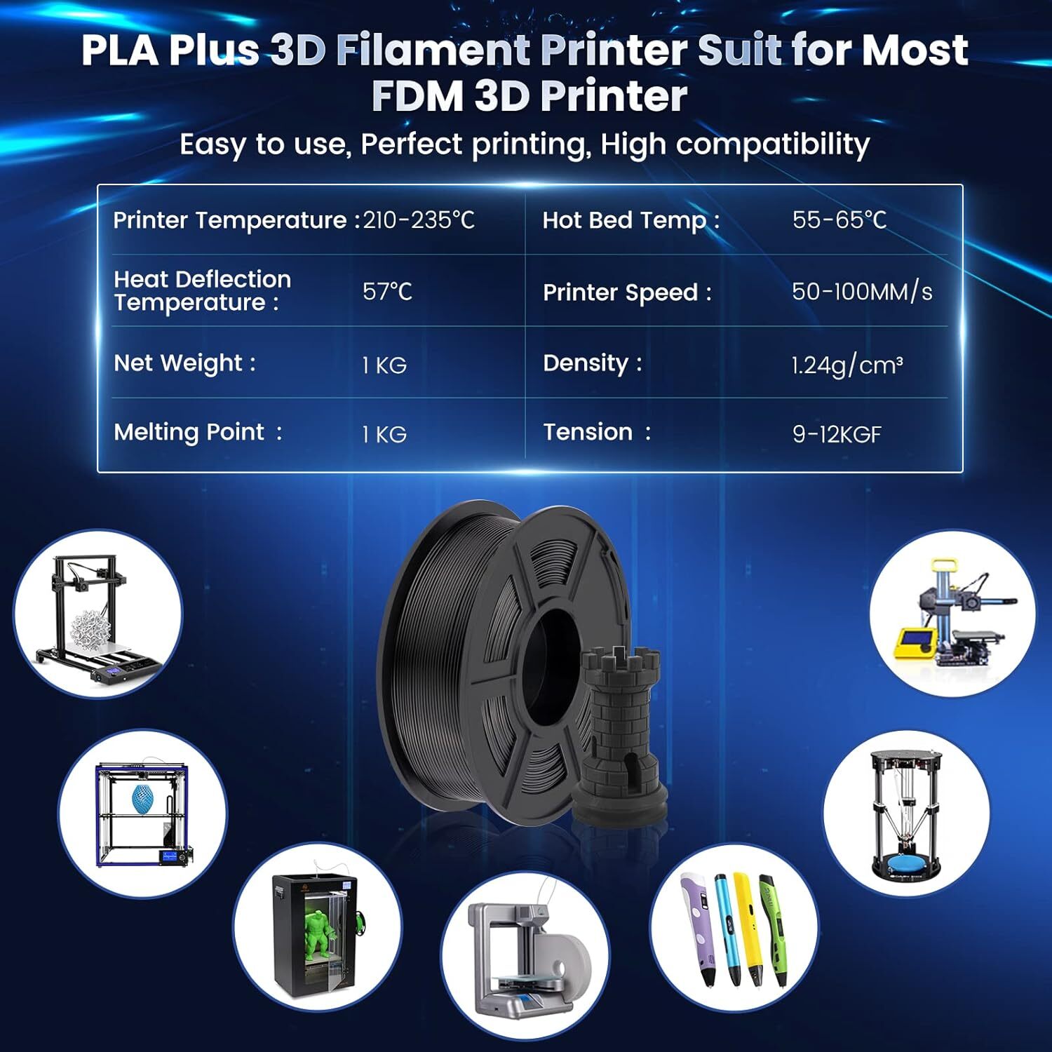 JAYO PLA Matte PETG PLA+ SILK ABS TPU 1.75mm Filament 1.1KG Spool Neatly Wound