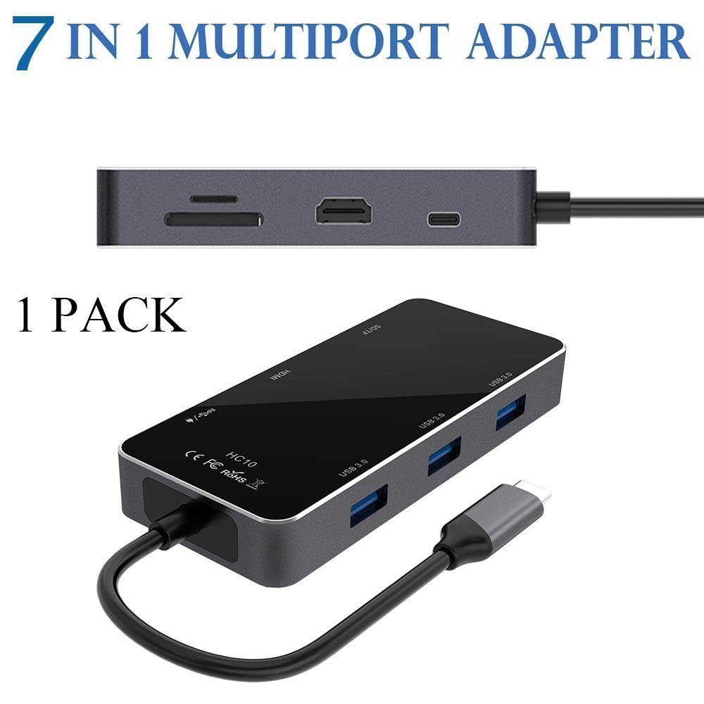 USB-C 7 in 1 Hub 4K HDMI USB3.0 PD SD TF Reader For MacBook Laptop PC