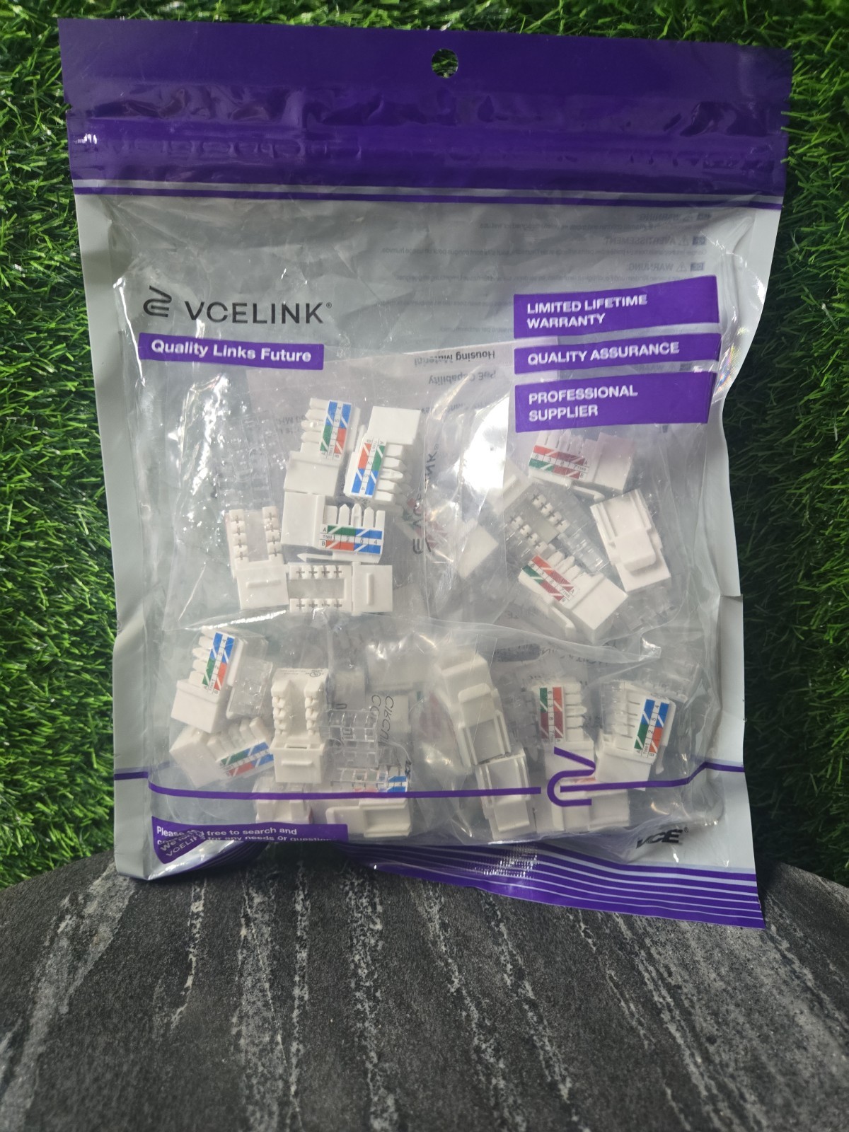 25 Pack(White)Cat6 RJ45 Keystone Jacks 90Network Connectors-110 Punch Down 8P8C