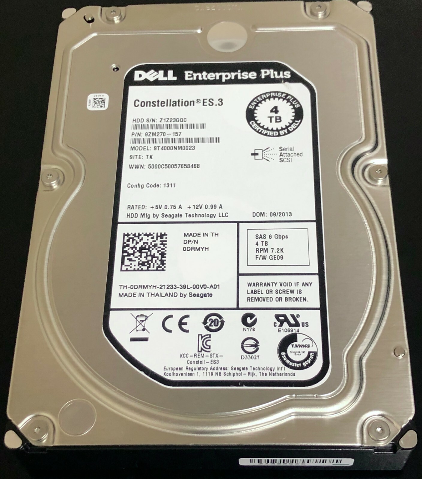 DRMYH 0DRMYH ST4000NM0023 DELL 4TB 7.2K 6G LFF 3.5” SAS HDD HARD DRIVE