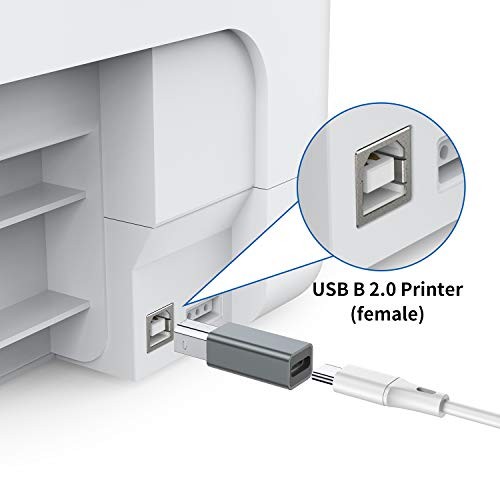 USB C Female to Printer Male Adapter (2-Pack), USB Type C to USB B Convert