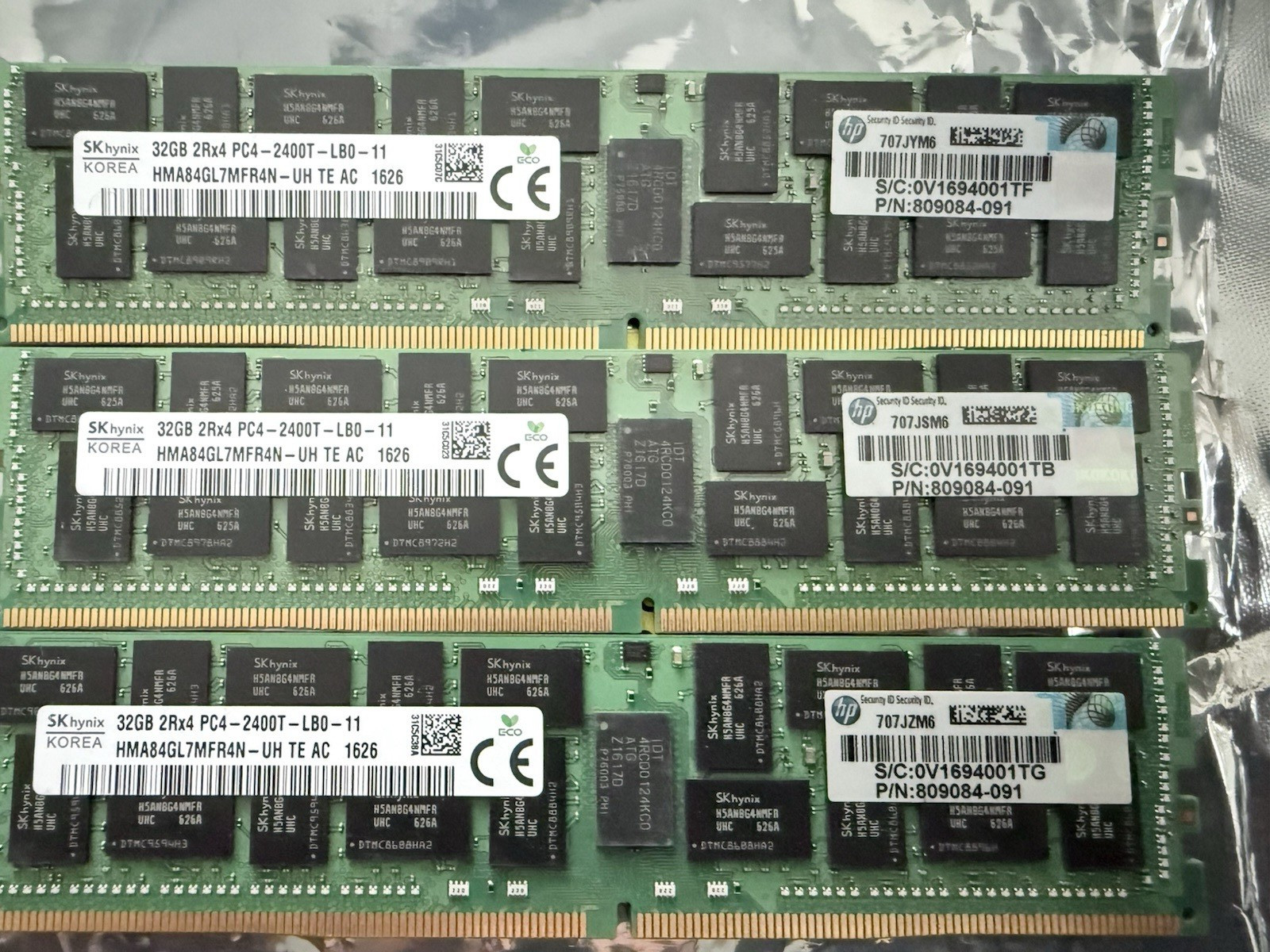 ✔️Lot of 3 🌟IDENTICAL🌟 32Gb (TOTAL 96Gb) DDR4✔️ HPE 809084-091 – HMA84GL7MFR4N