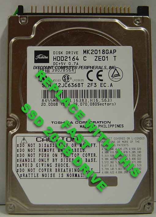 20GB Fast SSD Replace Worn Out MK2018GAP with this 2.5″ 44 PIN IDE SSD Drive
