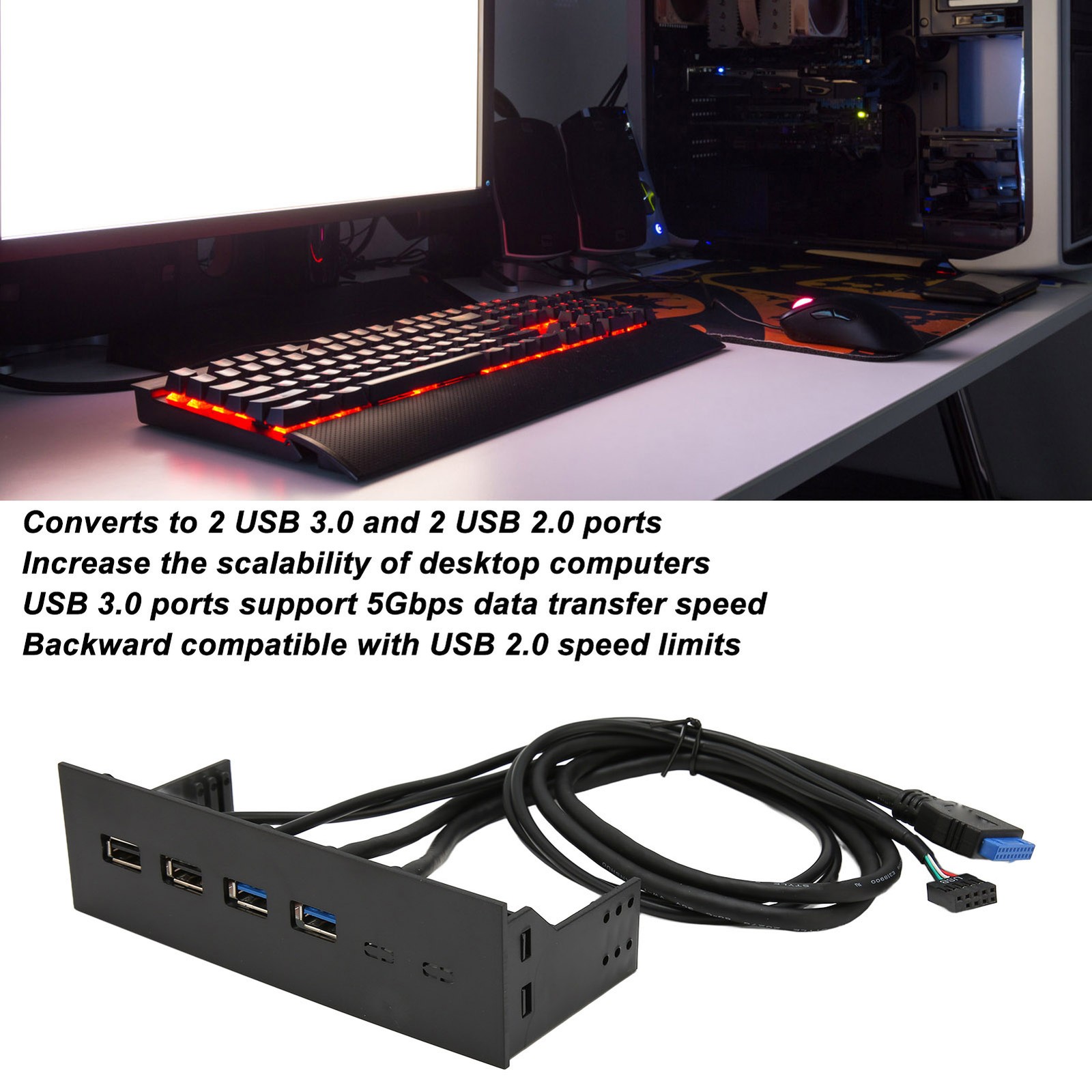 5.25in USB 3.0 Front Panel Hub 4 Ports 19pin For PC