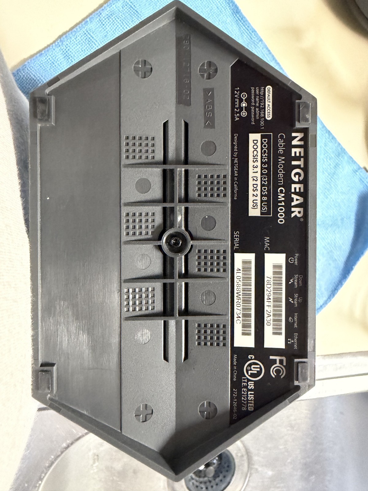 NETGEAR CM1000 1Gbps High Speed DOCSIS 3.1 Cable Modem + Original Power Cord