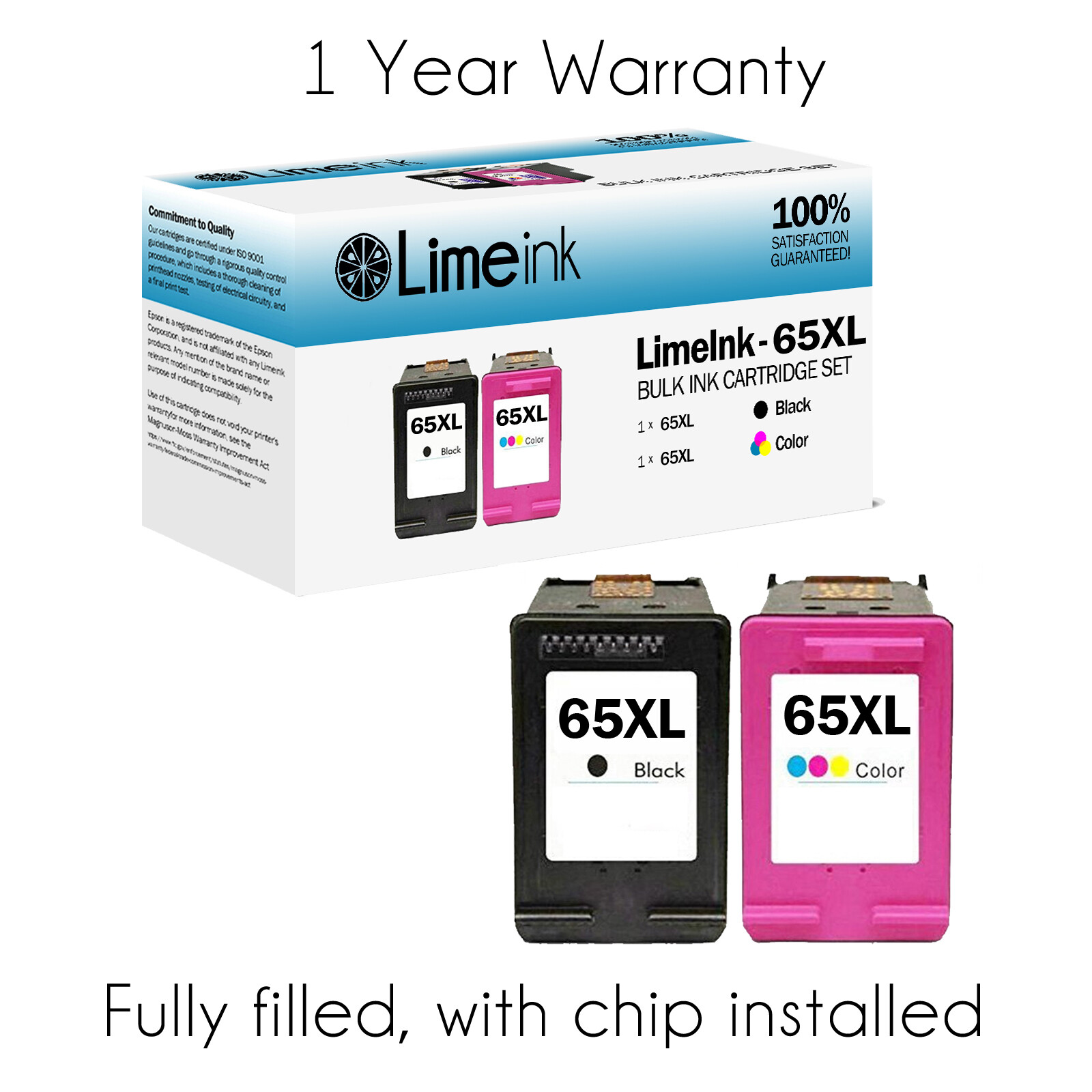 65XL Ink Cartridges for HP Deskjet 2600 2622 2652 3755 ENVY 5000 5052 5055 3721