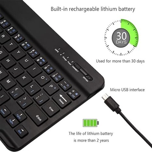 Ultra-Slim Bluetooth Keyboard Apple iPad iPhone iOS 13 and Above Samsung Tablet