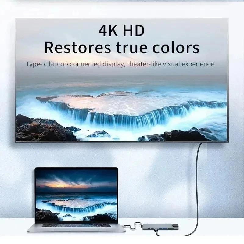 8 in 1 USB-C Hub Type C To USB 3.0 4K HDMI PD Adapter For iPhone Macbook Pro Air