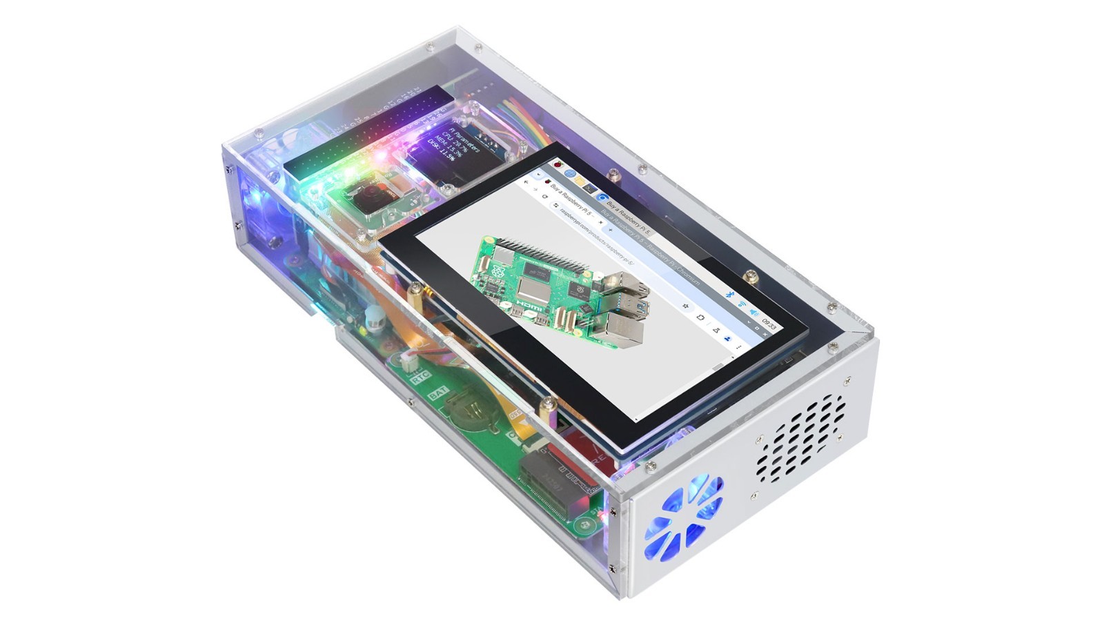 Raspberry Pi 5 Case Kit with Cooling Fan, 128GB NVMe SSD, 5MP Camera, OLED Scree