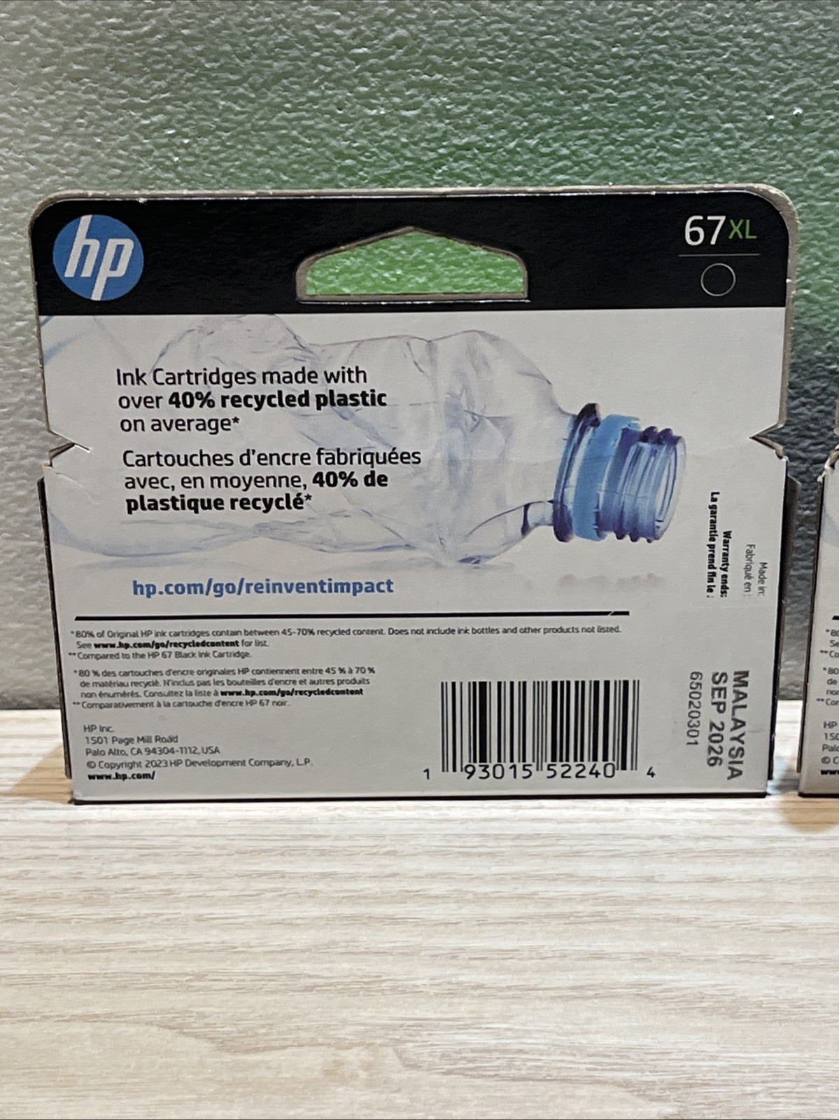 HP 67 XL Black Ink Cartridge NEW SEALED EXP Sep 2026 Lot Of 2 Oem Original