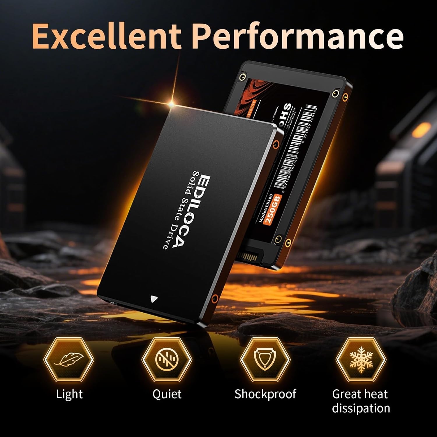 250GB SATA III SSD – High-Speed 520MB/s Read, Shock-Proof & Durable Design
