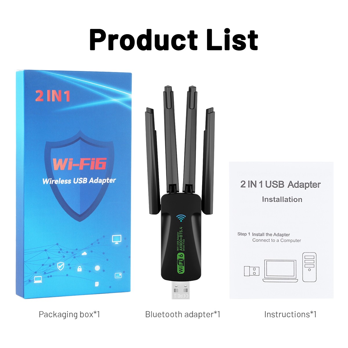 USB WiFi Bluetooth Adapter 600Mbps Dual Band 2.4G 5Ghz Wireless Receiver