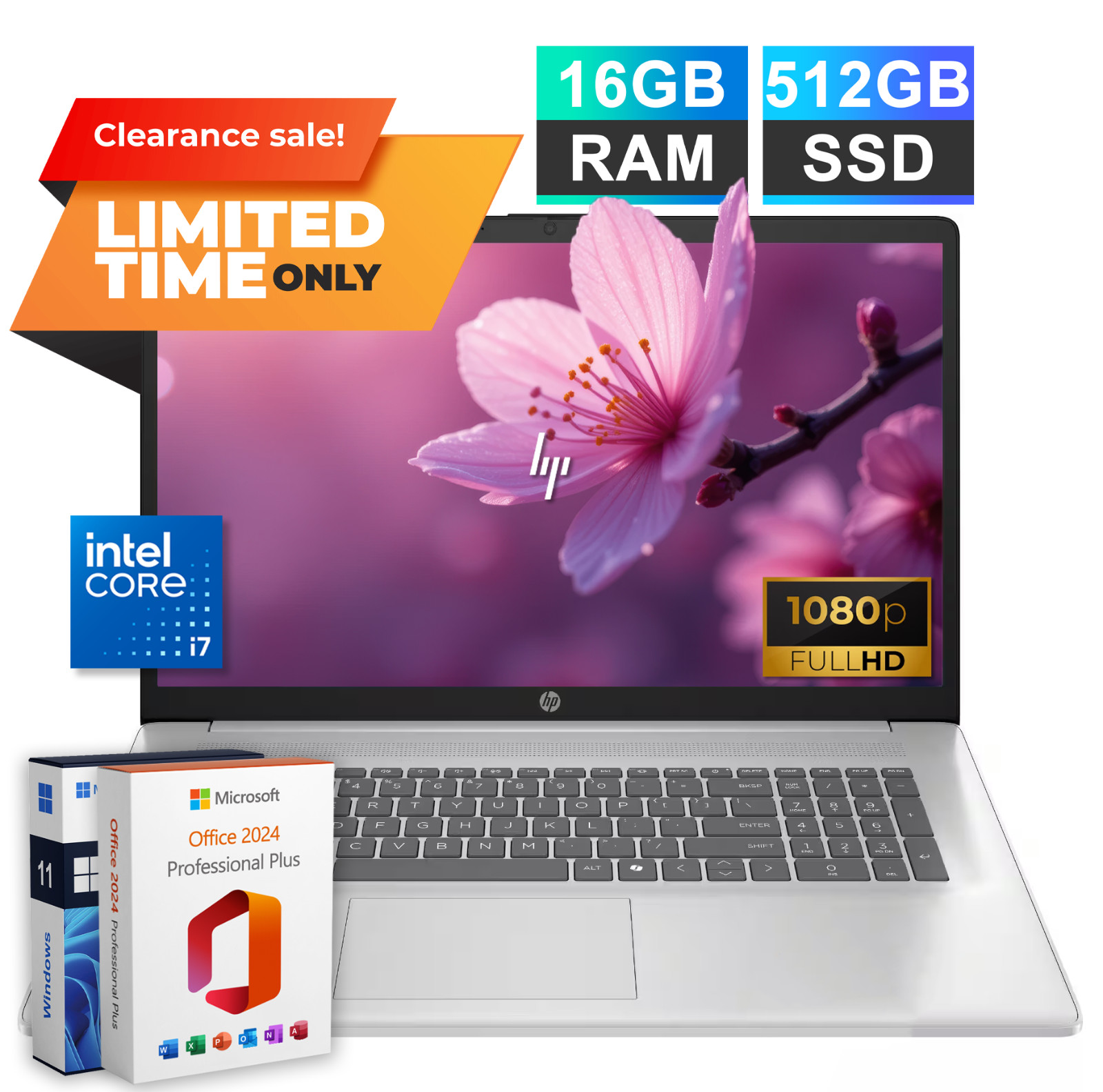 HP 17.3″ Laptop Office 2024 Computer Intel i7-1355U 16GB RAM & 512GB SSD Win Pro