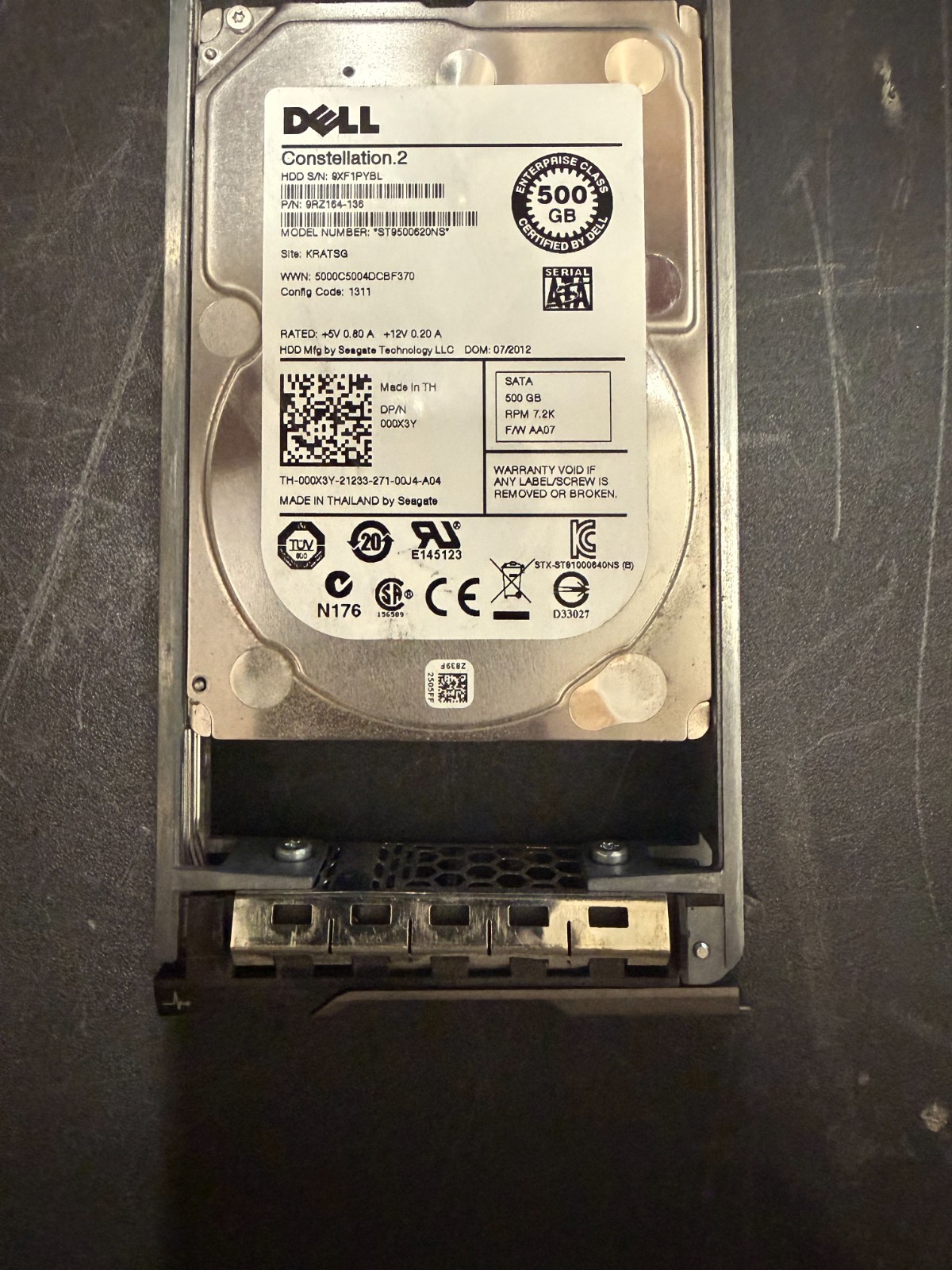 Dell Seagate ST9500620NS 500GB 7.2K SATA III 6Gb/s 2.5″ Hard Drive