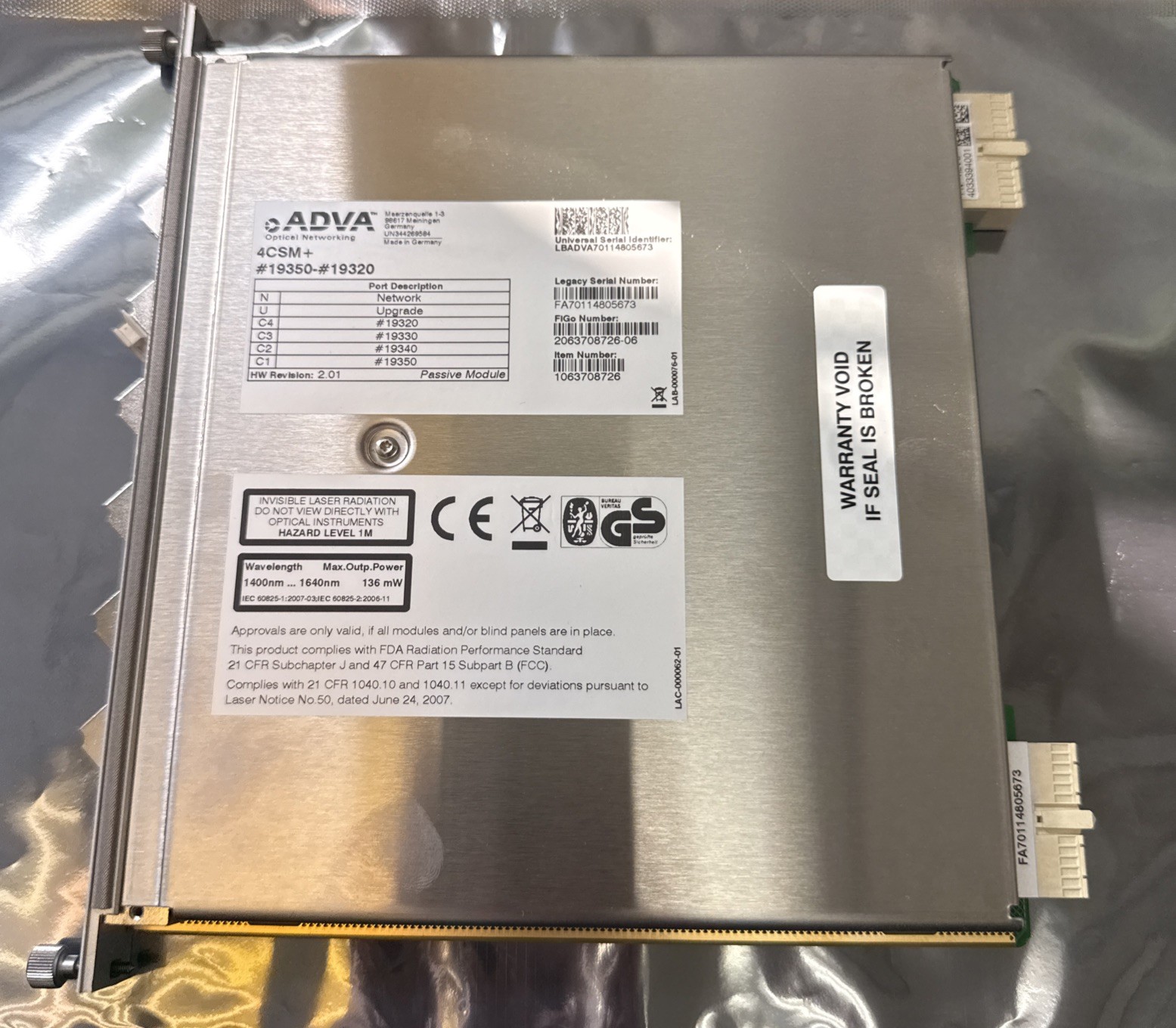 ADVA 4CSM+ #19350-#19320 1063708726 Passive Module for FSP 3000R7