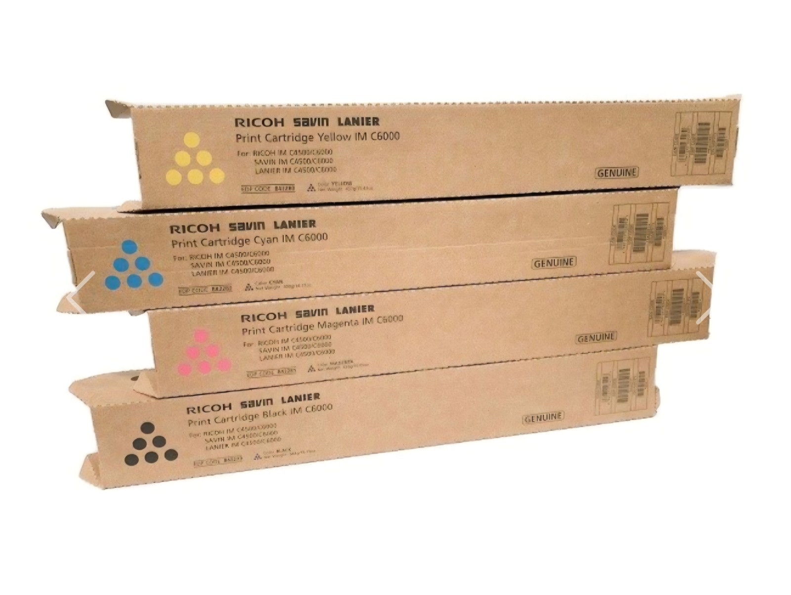 Genuine Ricoh IM C6000 Printer Toner Cartridge Set Black Cyan Magenta Yellow