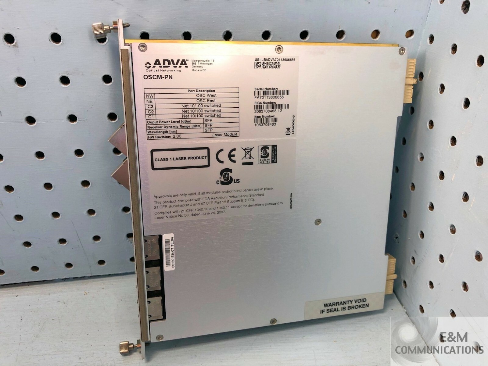 1063708463 2.00 ADVA OSCM-PN OPTICAL SUPERVISORY CH MODULE FOR FSP 3000R7 SHELF