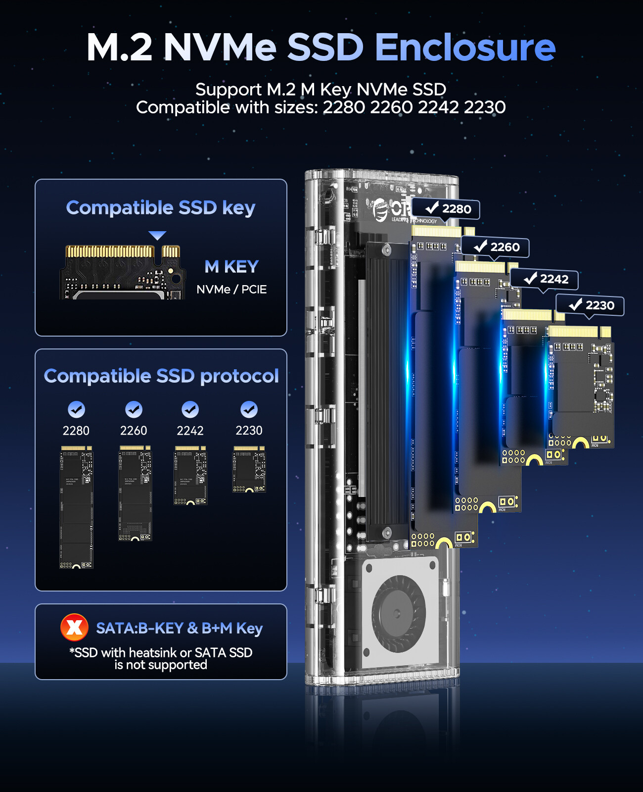ORICO USB4 40Gbps Thunderbolt 3 NVME PCIE M.2 SSD Enclosure Aluminum Type C Case