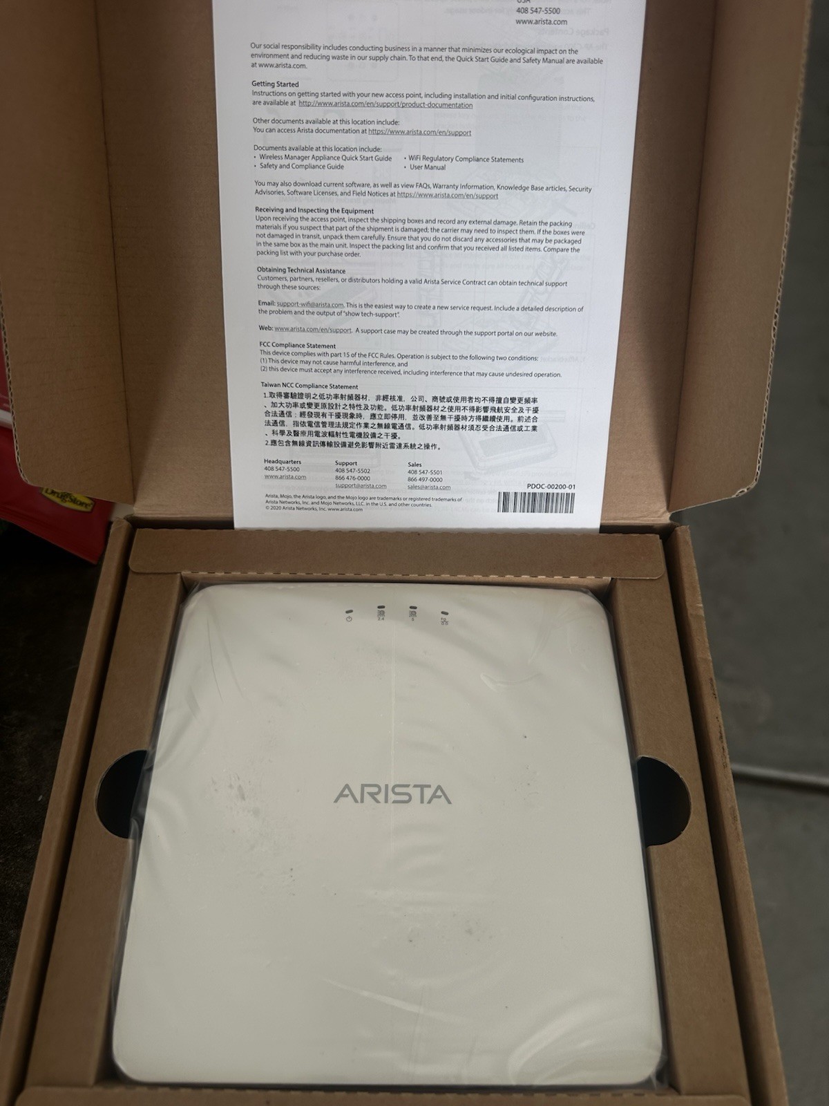 Arista AP-C200P Dual-Radio 802.11az WiFi-6 Indoor Wireless Access Point – New