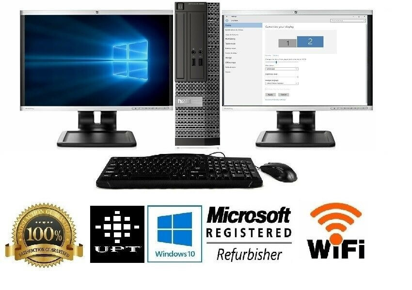 Dell OptiPlex Intel Core i5 16GB RAM 240GB SSD Windows 10 PRO Dual 22″ LCD Wi-Fi