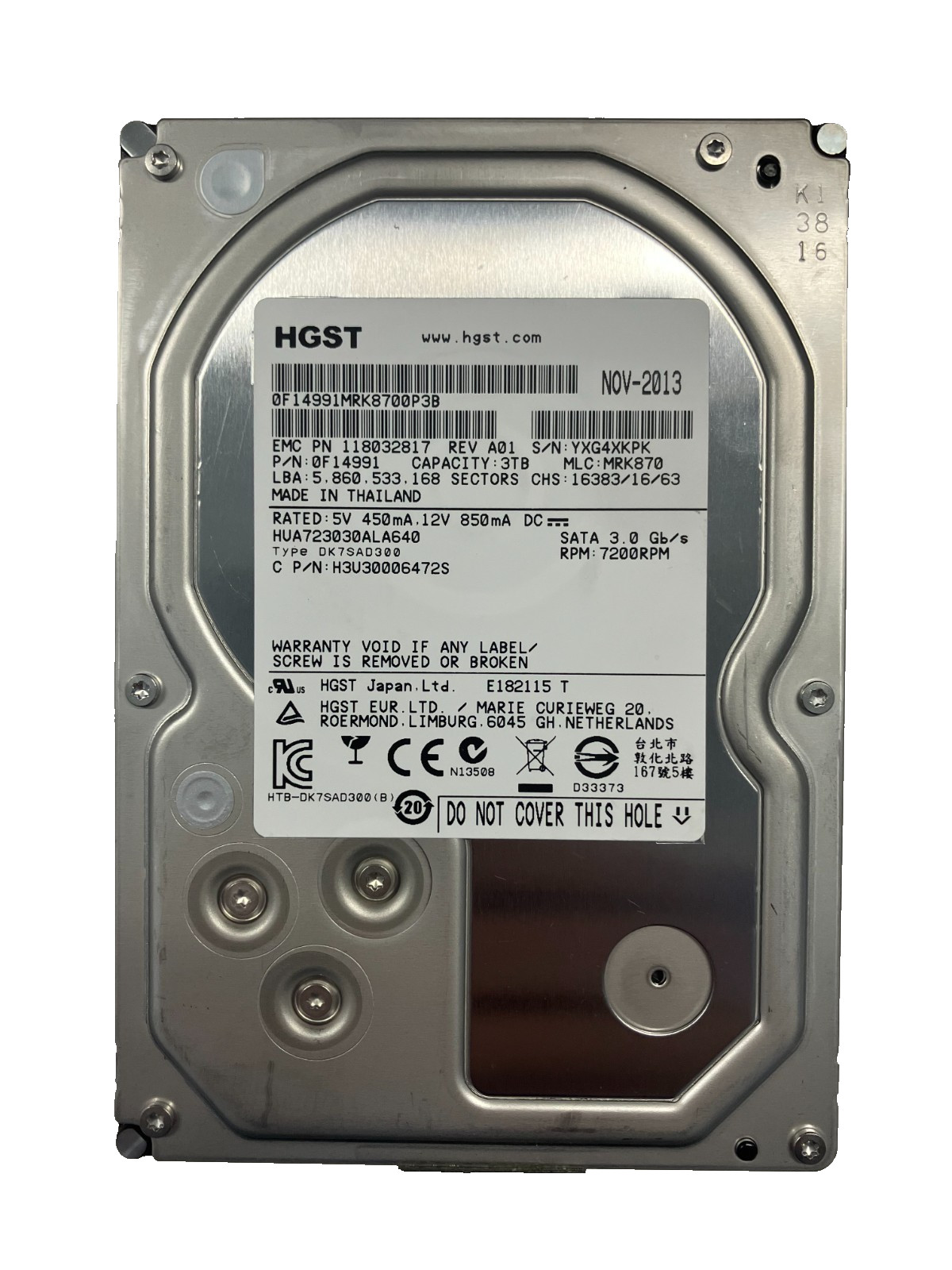 HGST HUA72303030ALA640 HDD 3TB SATA 3Gb/s 7.2K 3.5″ 512 b/s
