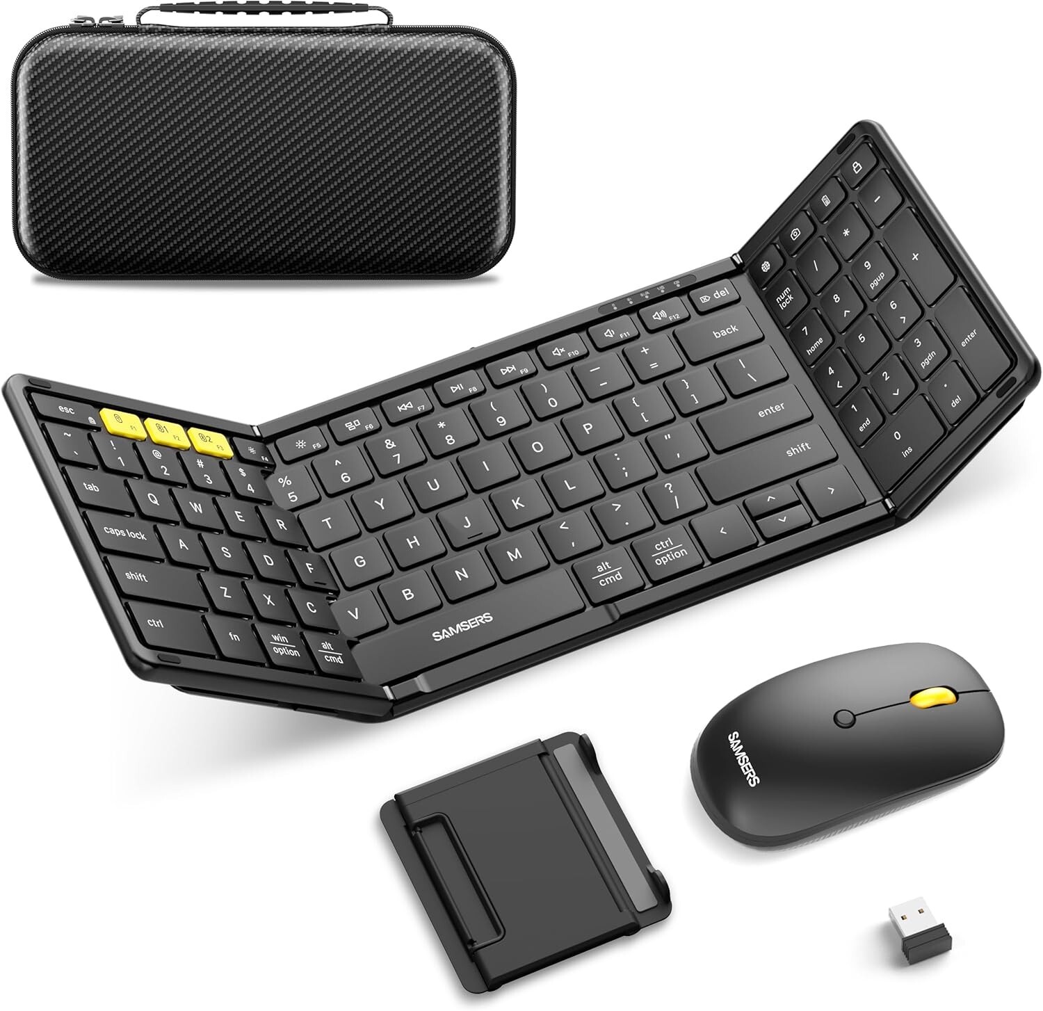 Foldable Keyboard and Mouse Combo for iOS Android Windows Mac OS USB-C Recharge