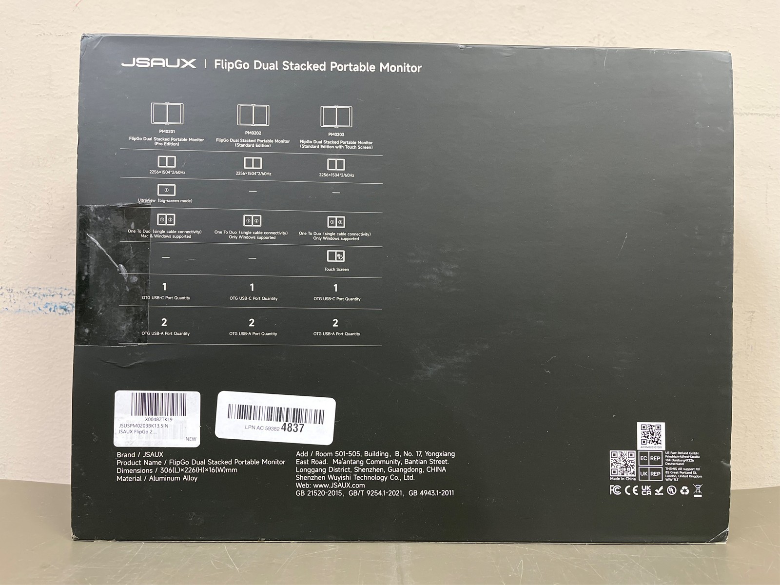 JSAUX FlipGo 13.5″ 2.2K Dual Touchscreen Portable Monitor, Triple Laptop Touch I