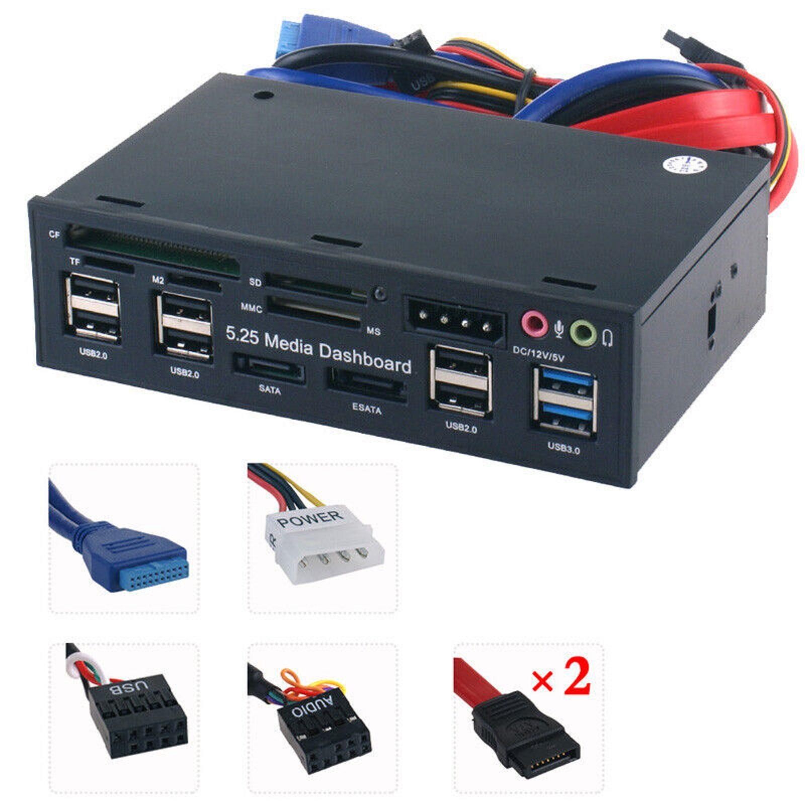 5.25in Computer Multi-function Dashboard Media Front Panel Speed USB Card Reader