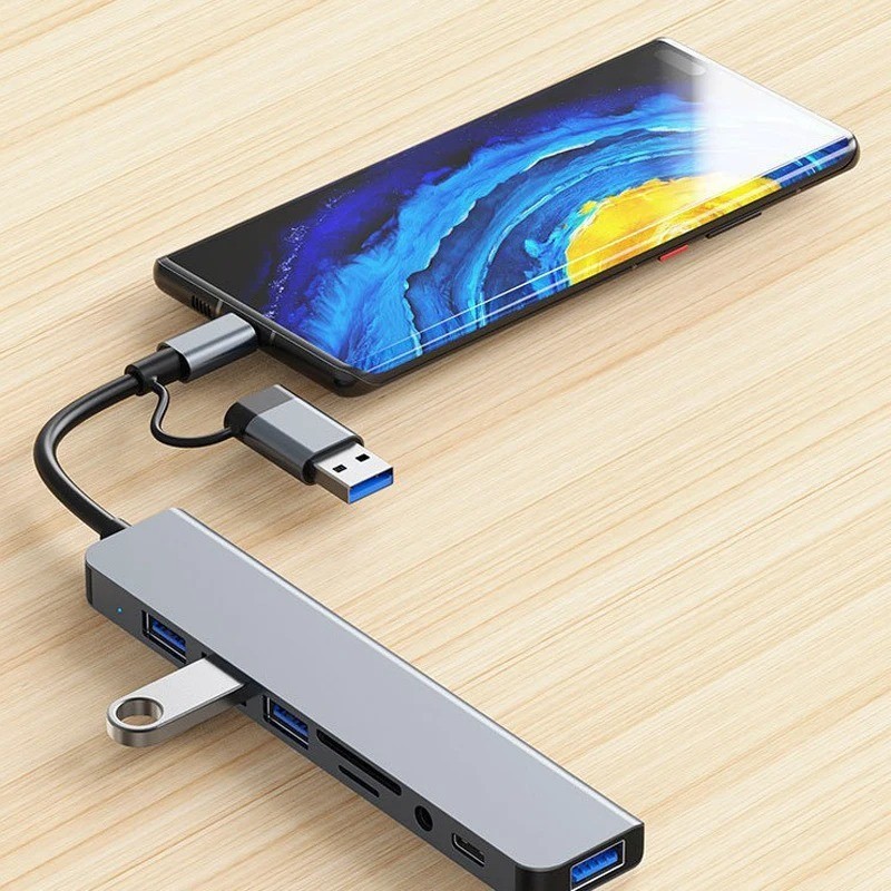 8 in 1 USB C Hub Docking Station HDMI SD TF Card Reader Audio Adapter