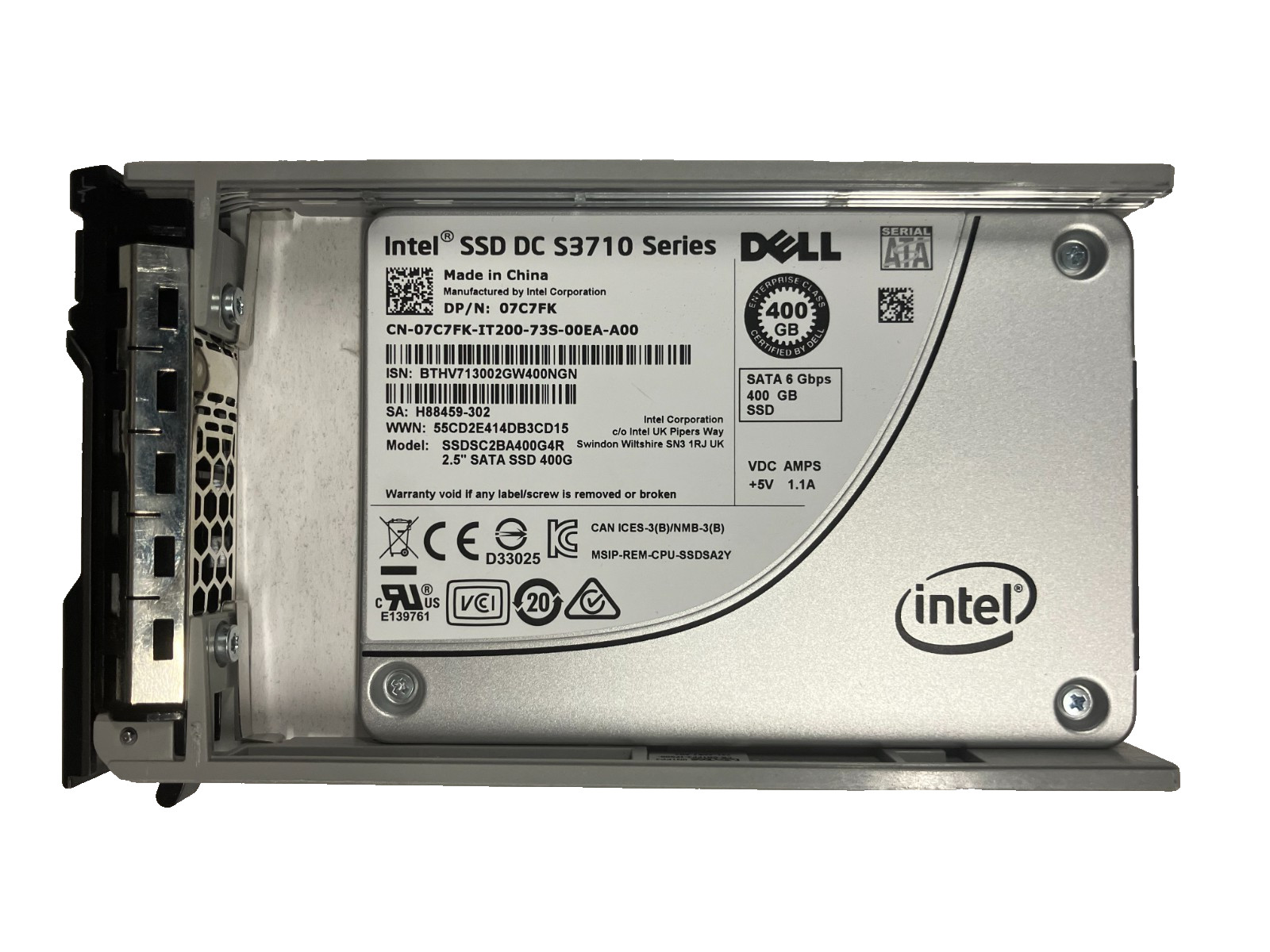 Dell Intel SSDSC2BA400G4R SSD 400GB SATA 6Gb/s 2.5″ 512 b/s 07C7FK
