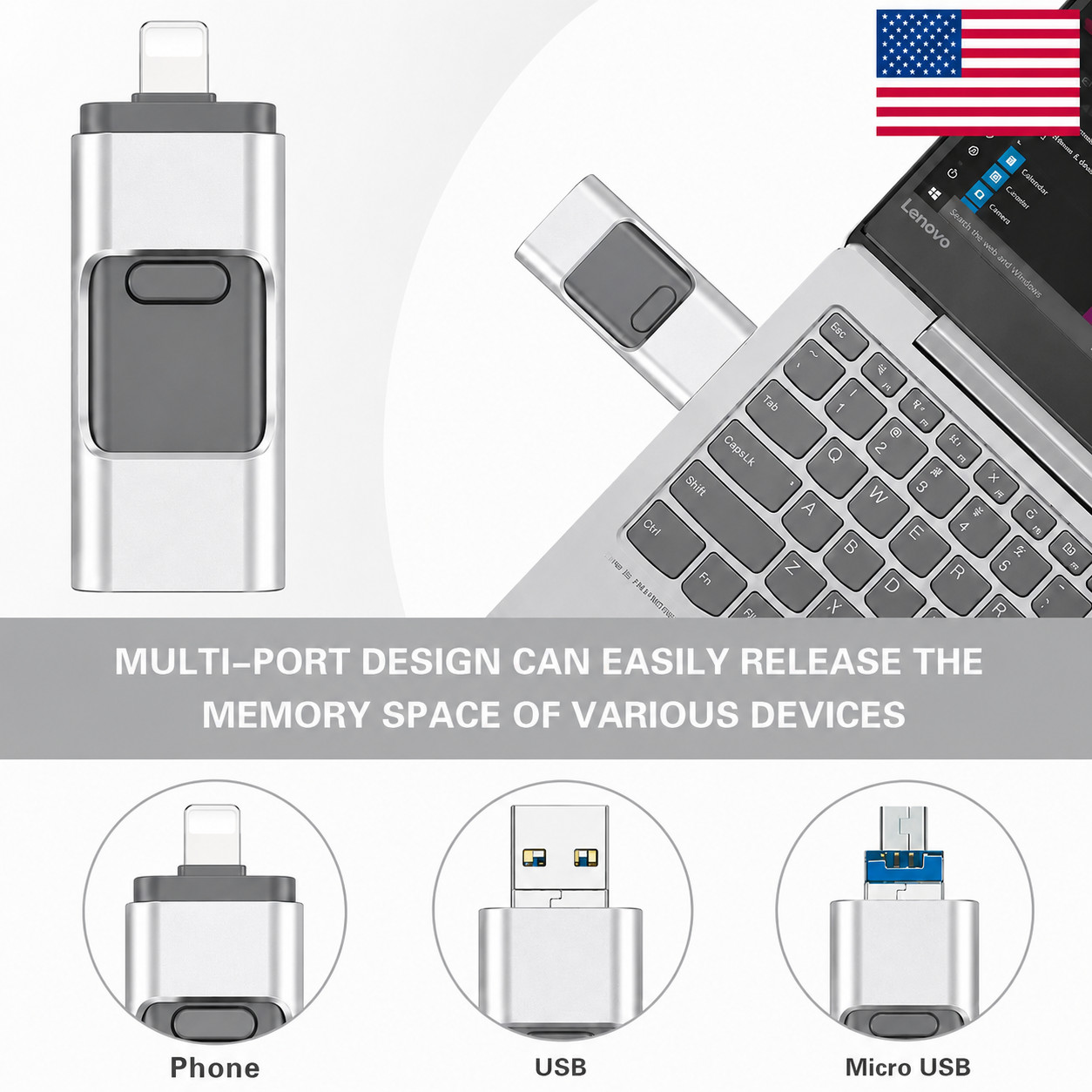 64GB Flash Drive for iPhone iPad Android PC Photo Stick Backup Photos Videos