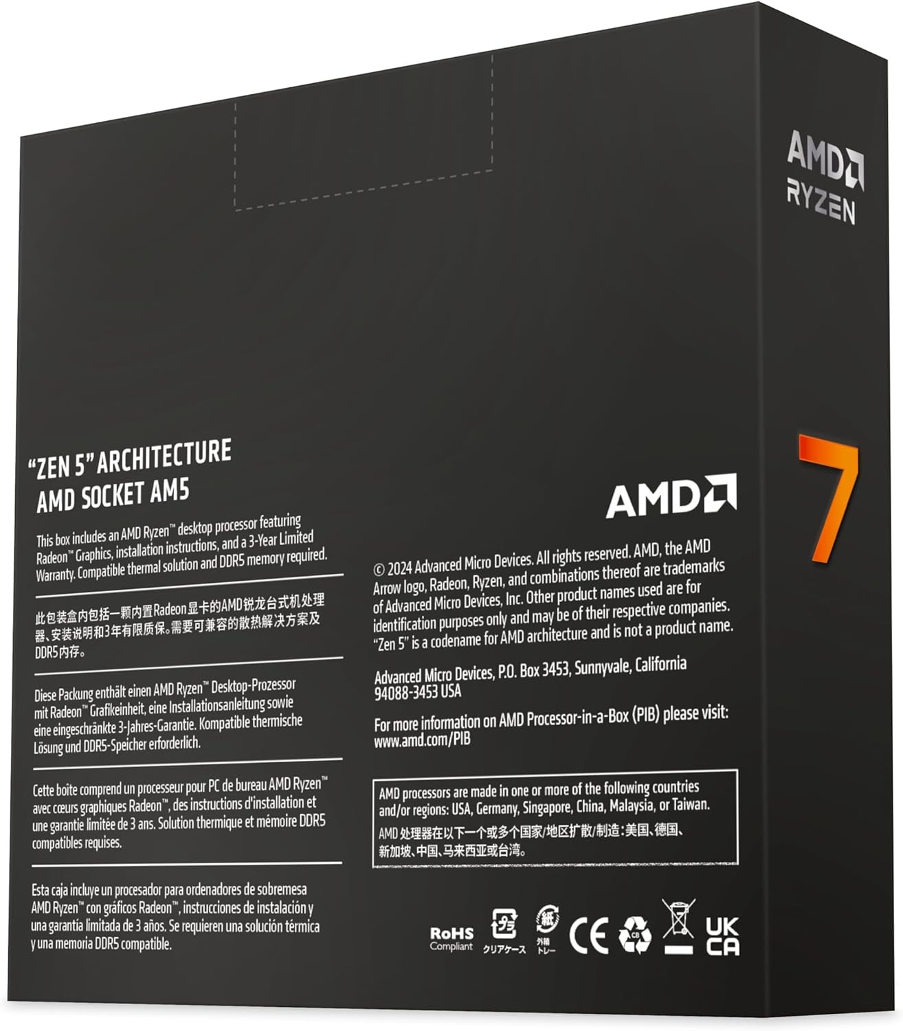 AMD Ryzen 7 9700X Processor (Zen 5) 8-Core 3.8GHz AM5 65W Desktop CPU