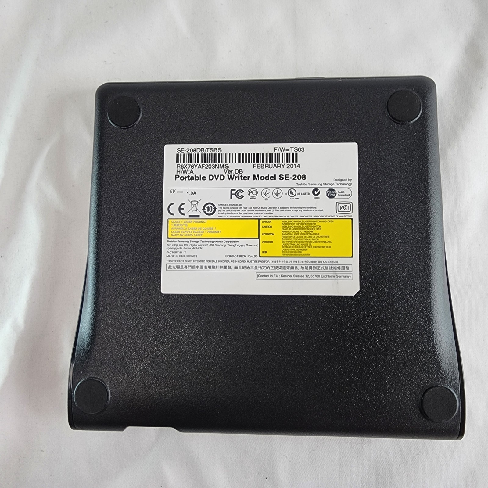 Samsung SE-208DB/TSBS Portable Slim USB DVD±RW Writer Black – Tested