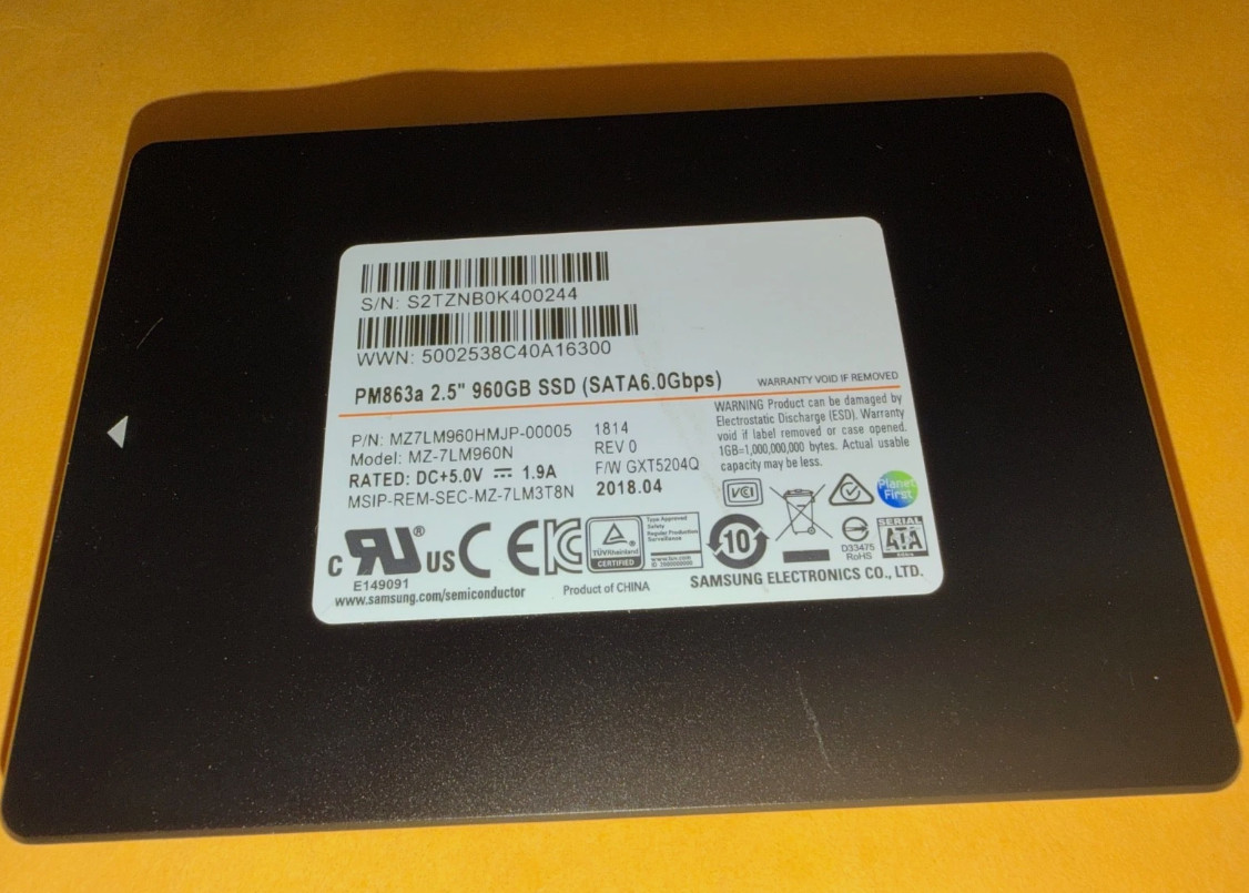 Samsung PM863a MZ-7LM960N 960GB 2.5″ SSD SATA Solid State Drive
