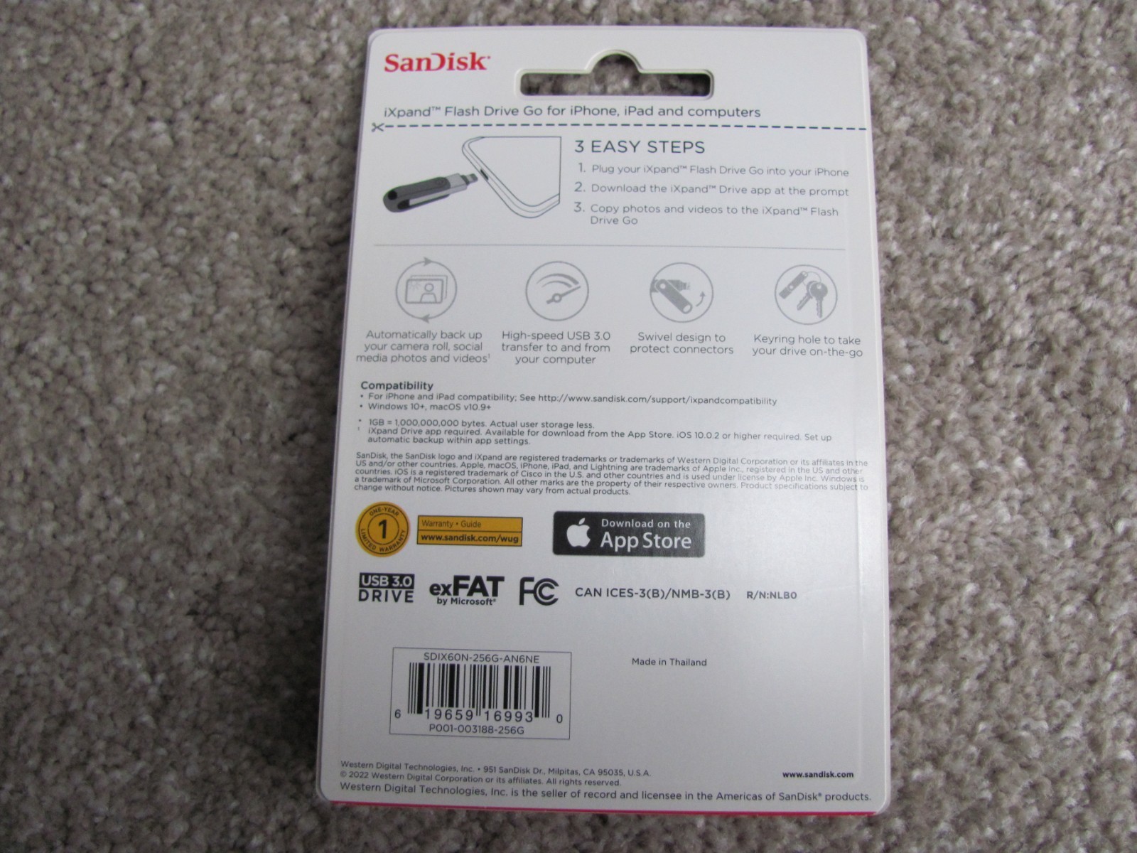 SanDisk iXpand Flash Drive Go 256GB USB-A For Your iPhone (SDIX60N-256G-AN6NE)