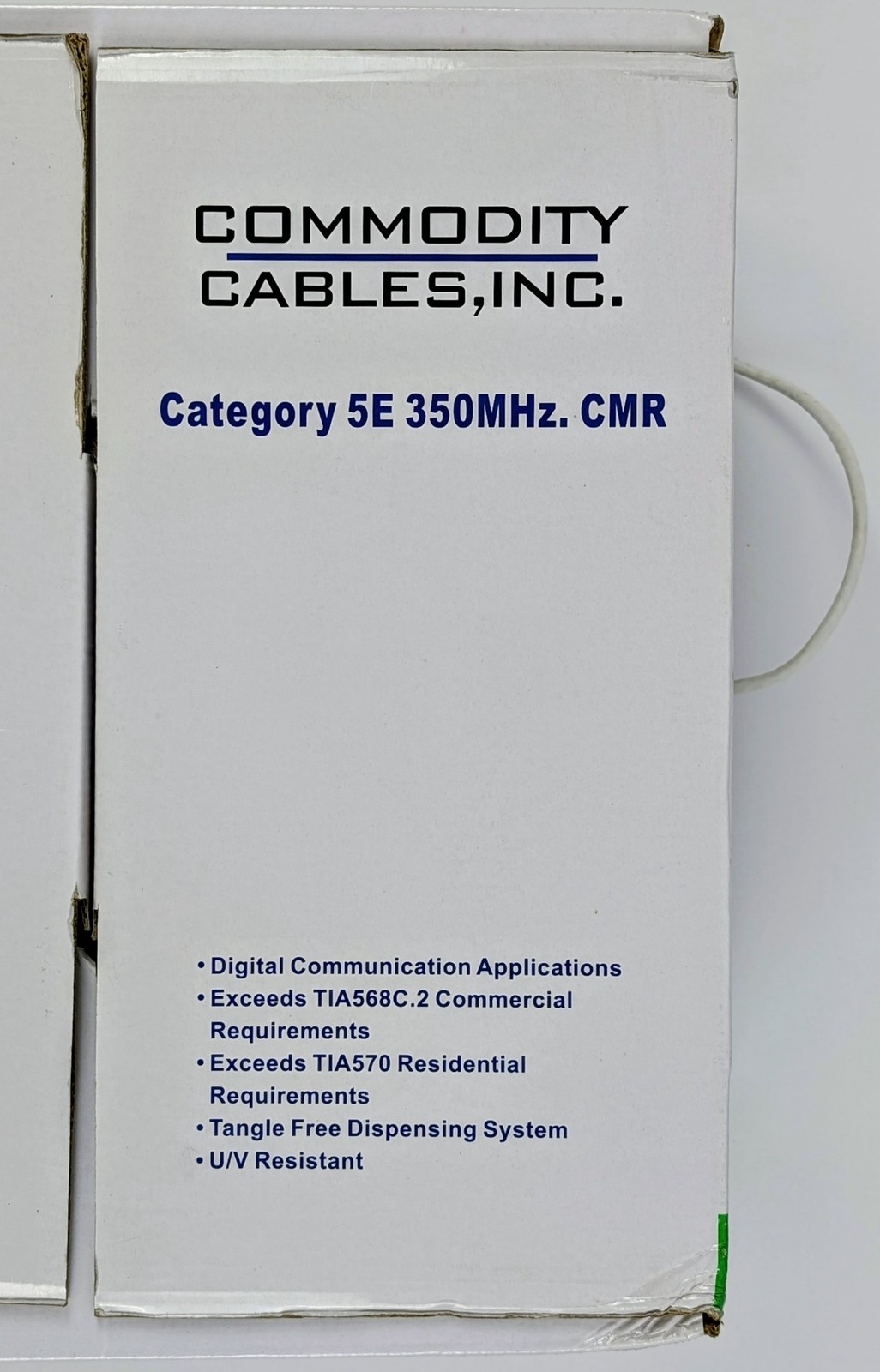 Commodity Cable Cat5e 350MHz CMR Riser Rated Ethernet Cable White 24AWG UTP