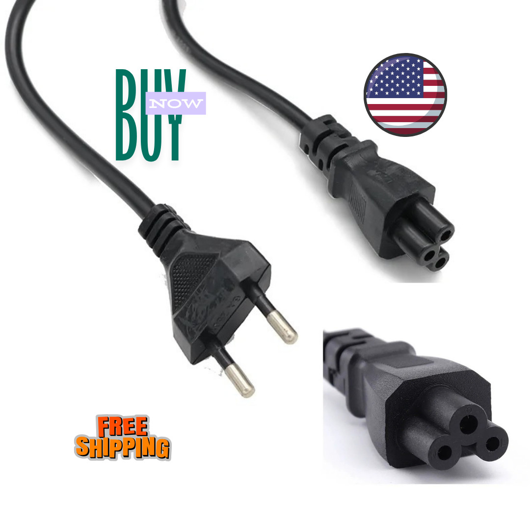 EU Plug AC Power Cord Cable for Laptop Charger Notebook 3 Pin Adapter Lead 1M
