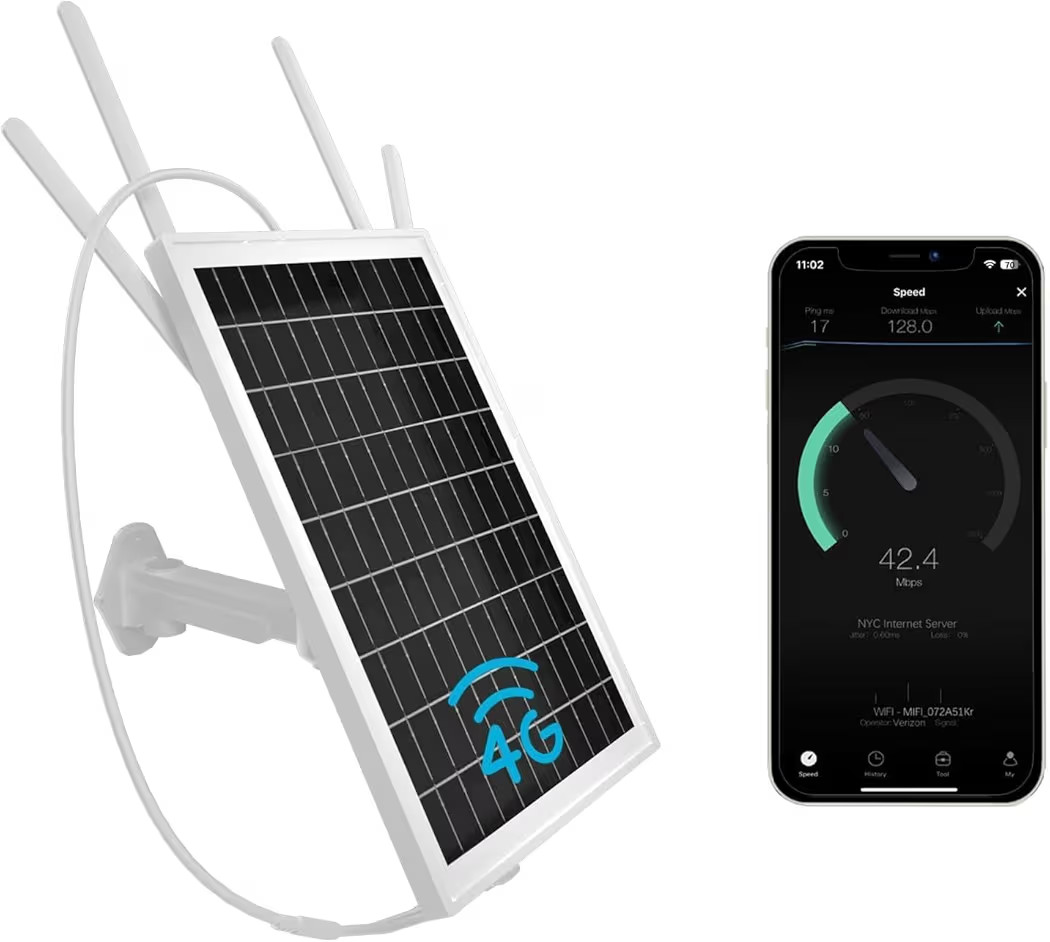15W Solar Powered 4G LTE Modem Router, Outdoor Solar WiFi Router W/Sim Card Slot
