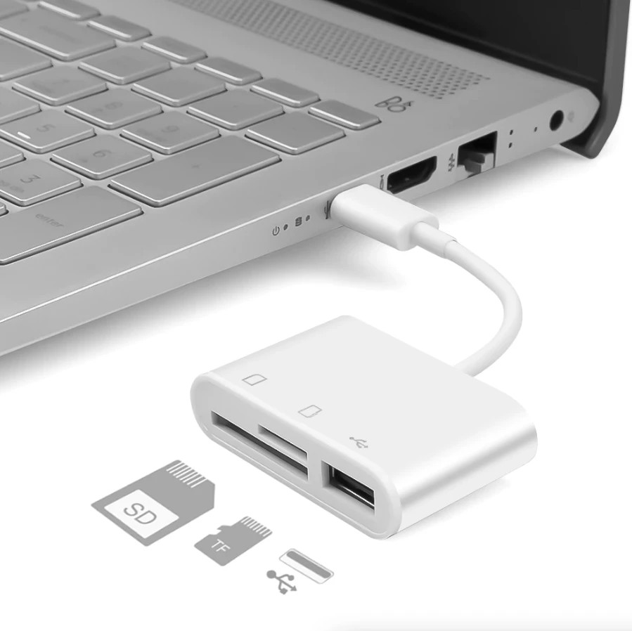 3 in 1 Hub Converter Type-C Adapter USB C SD Card Reader For MacBook Pro Laptop