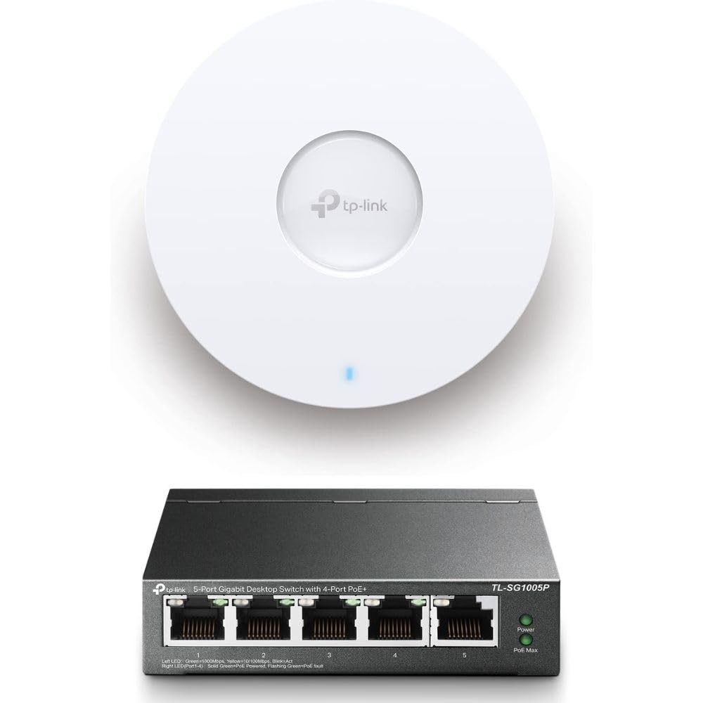 TP-LINK EAP610 & TL-SG1005P Bundle | Omada True Wi-Fi 6 Ultra-Slim Wireless…